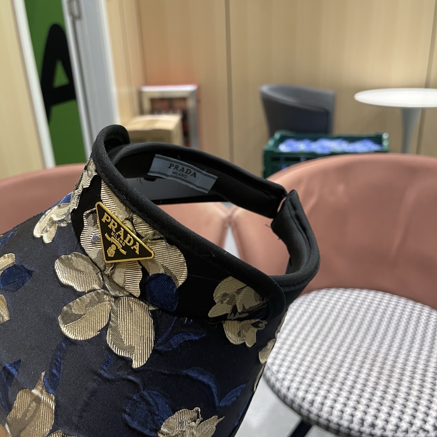 PRADA普拉达 户外韩国进口防晒帽女春宽檐防uv花朵遮阳发箍空顶太阳帽