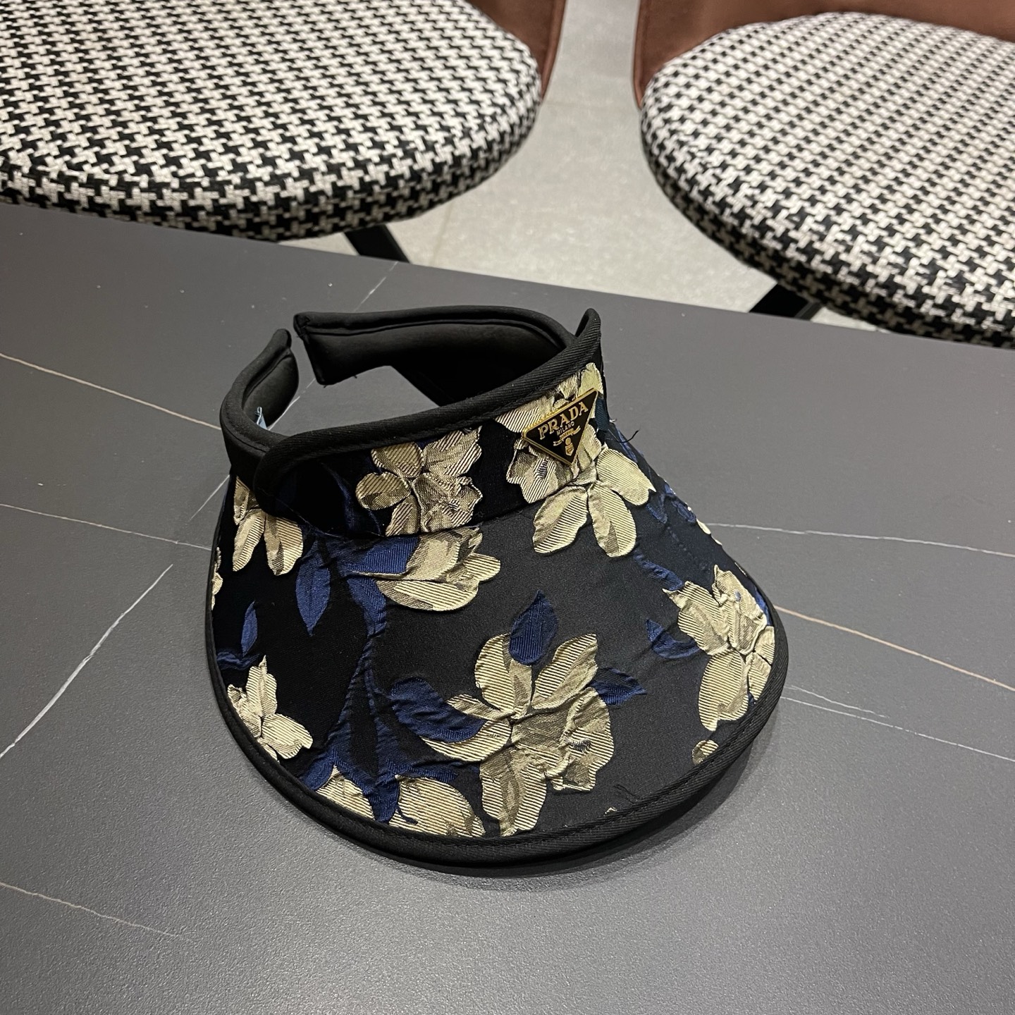 PRADA普拉达 户外韩国进口防晒帽女春宽檐防uv花朵遮阳发箍空顶太阳帽