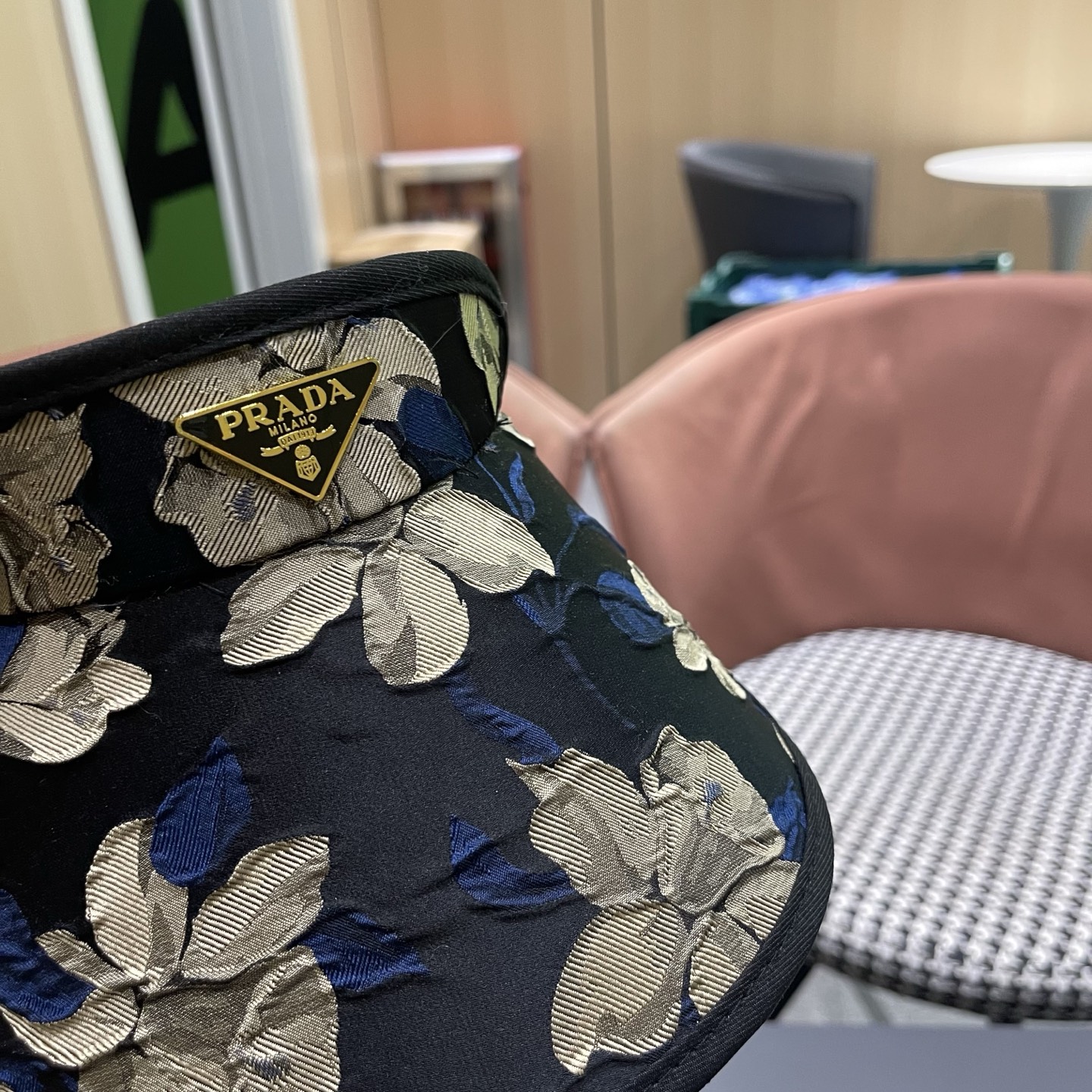 PRADA普拉达 户外韩国进口防晒帽女春宽檐防uv花朵遮阳发箍空顶太阳帽