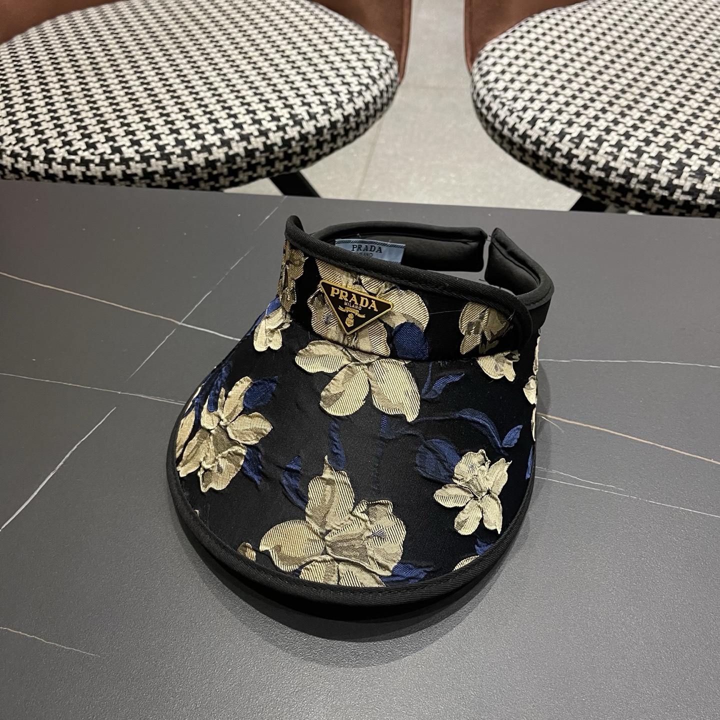 PRADA普拉达 户外韩国进口防晒帽女春宽檐防uv花朵遮阳发箍空顶太阳帽