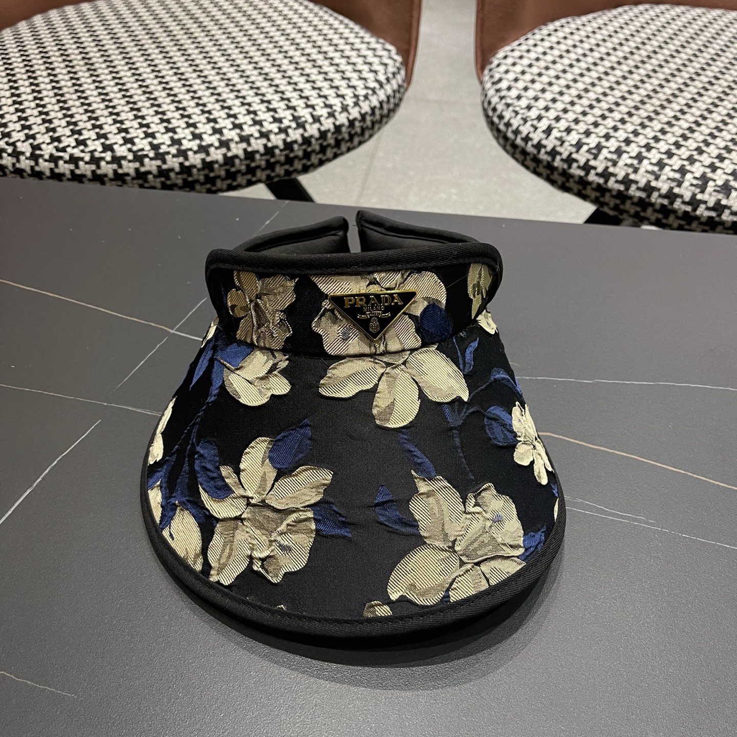 PRADA普拉达 户外韩国进口防晒帽女春宽檐防uv花朵遮阳发箍空顶太阳帽