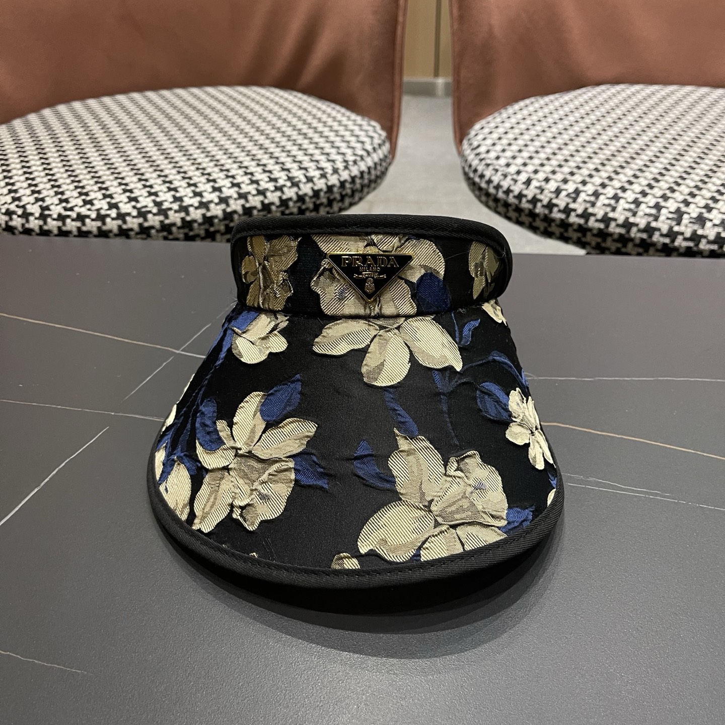 PRADA普拉达 户外韩国进口防晒帽女春宽檐防uv花朵遮阳发箍空顶太阳帽