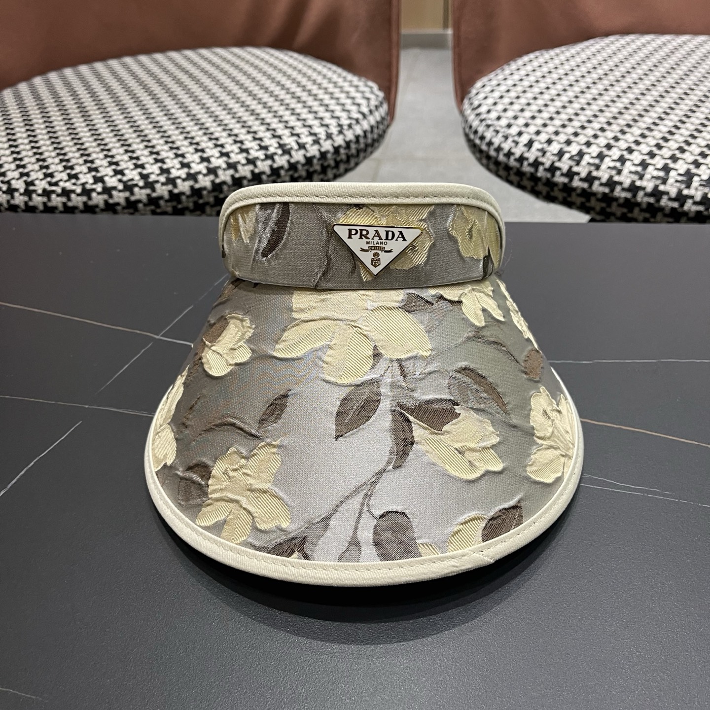 PRADA普拉达 户外韩国进口防晒帽女春宽檐防uv花朵遮阳发箍空顶太阳帽