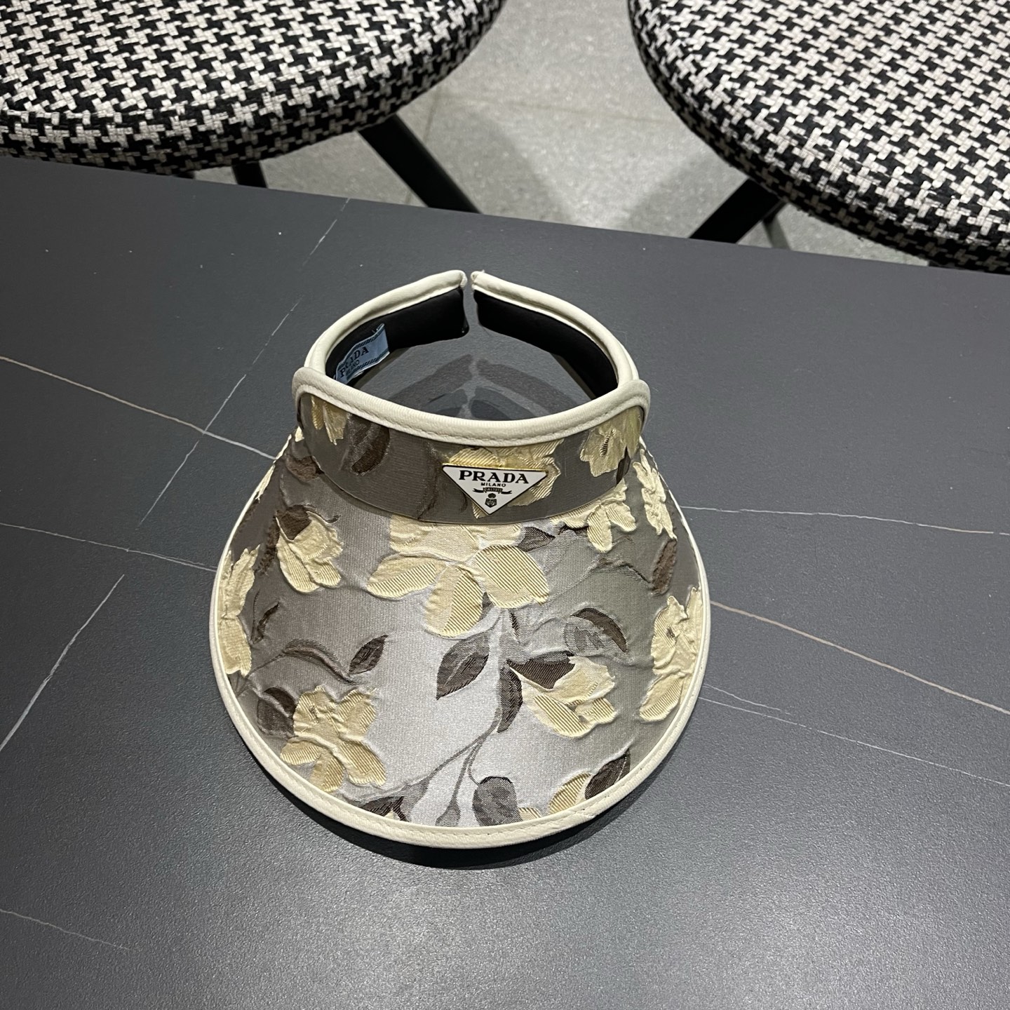 PRADA普拉达 户外韩国进口防晒帽女春宽檐防uv花朵遮阳发箍空顶太阳帽