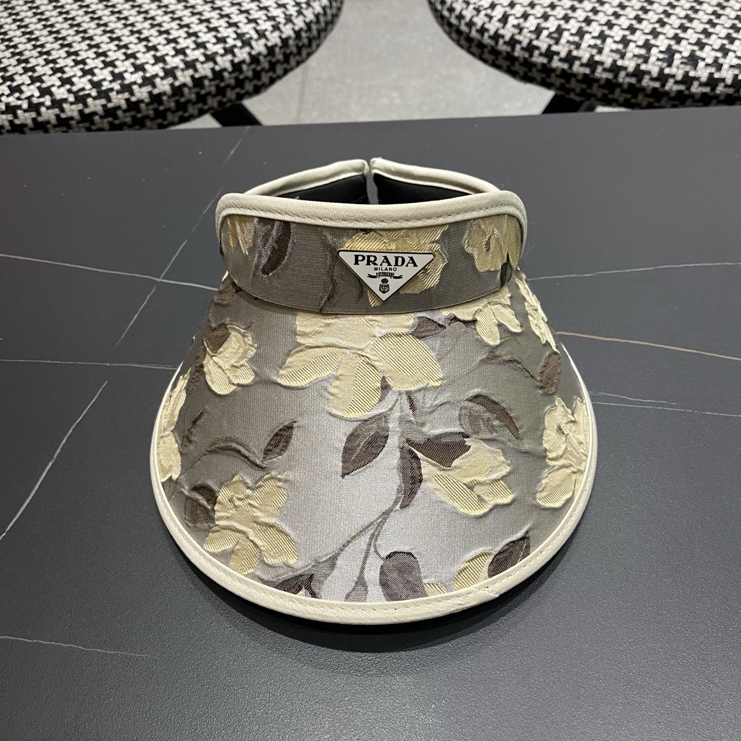 PRADA普拉达 户外韩国进口防晒帽女春宽檐防uv花朵遮阳发箍空顶太阳帽