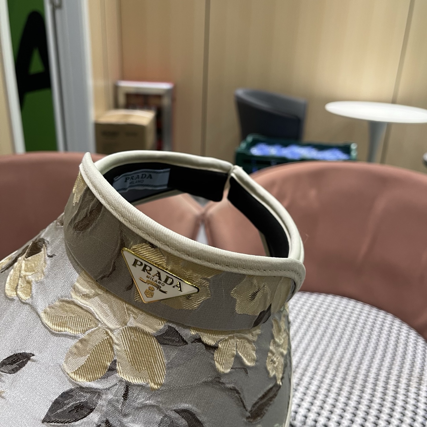 PRADA普拉达 户外韩国进口防晒帽女春宽檐防uv花朵遮阳发箍空顶太阳帽