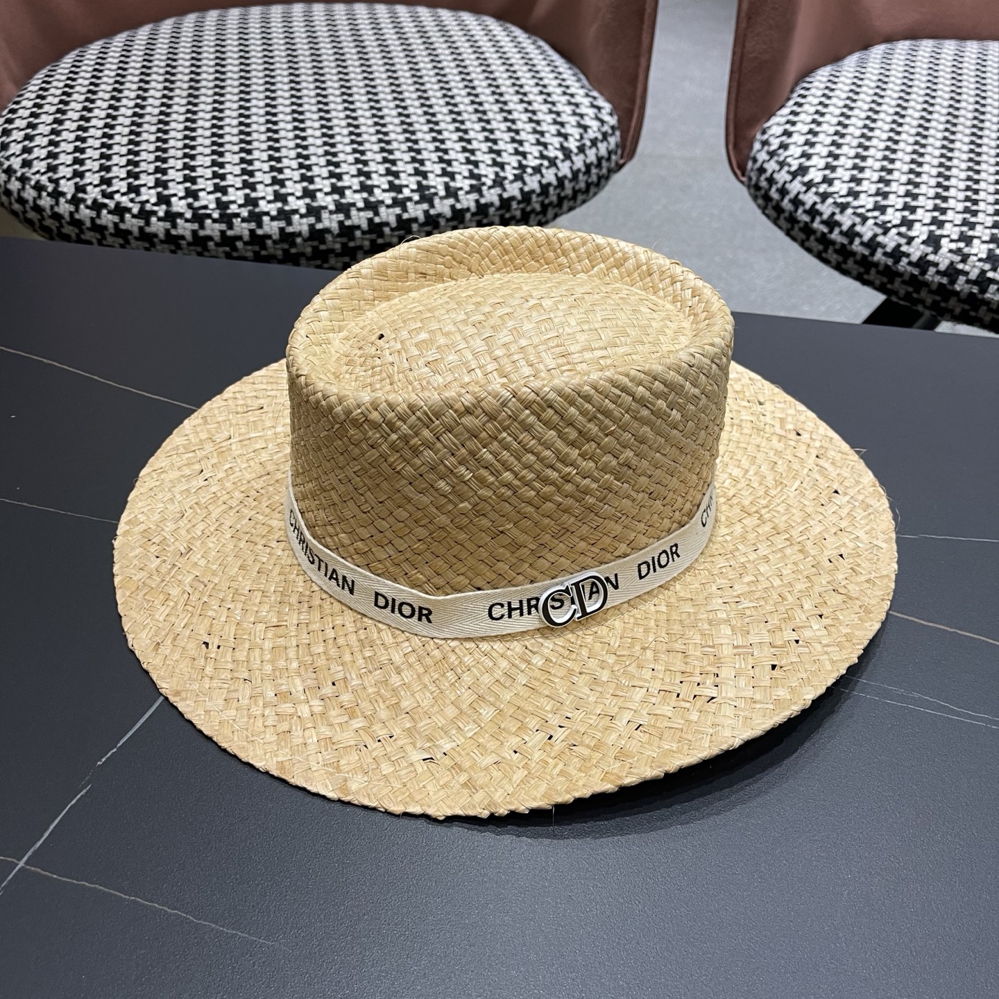 Dior迪奥沙滩防晒草帽，旅游必备，头围57cm