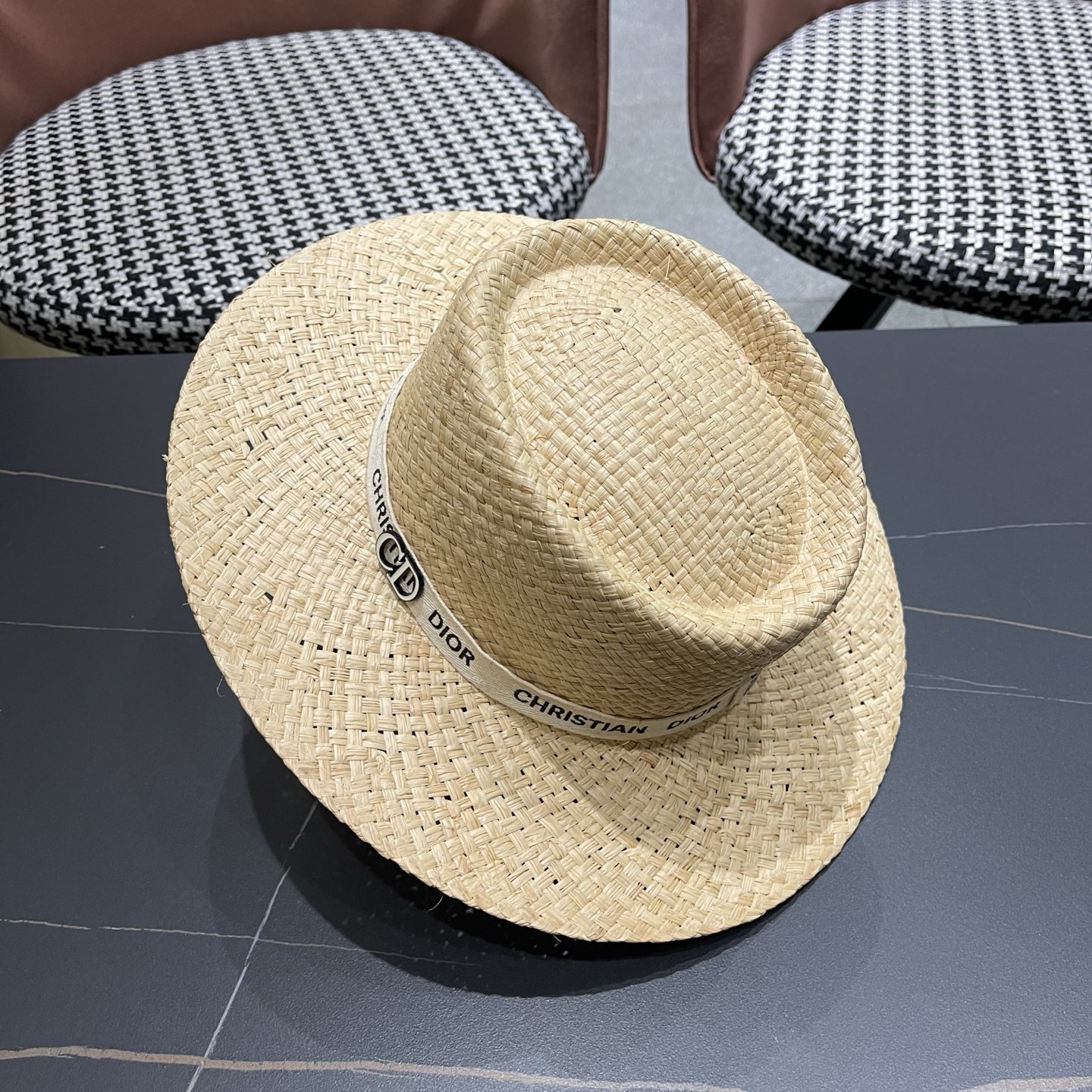 Dior迪奥沙滩防晒草帽，旅游必备，头围57cm