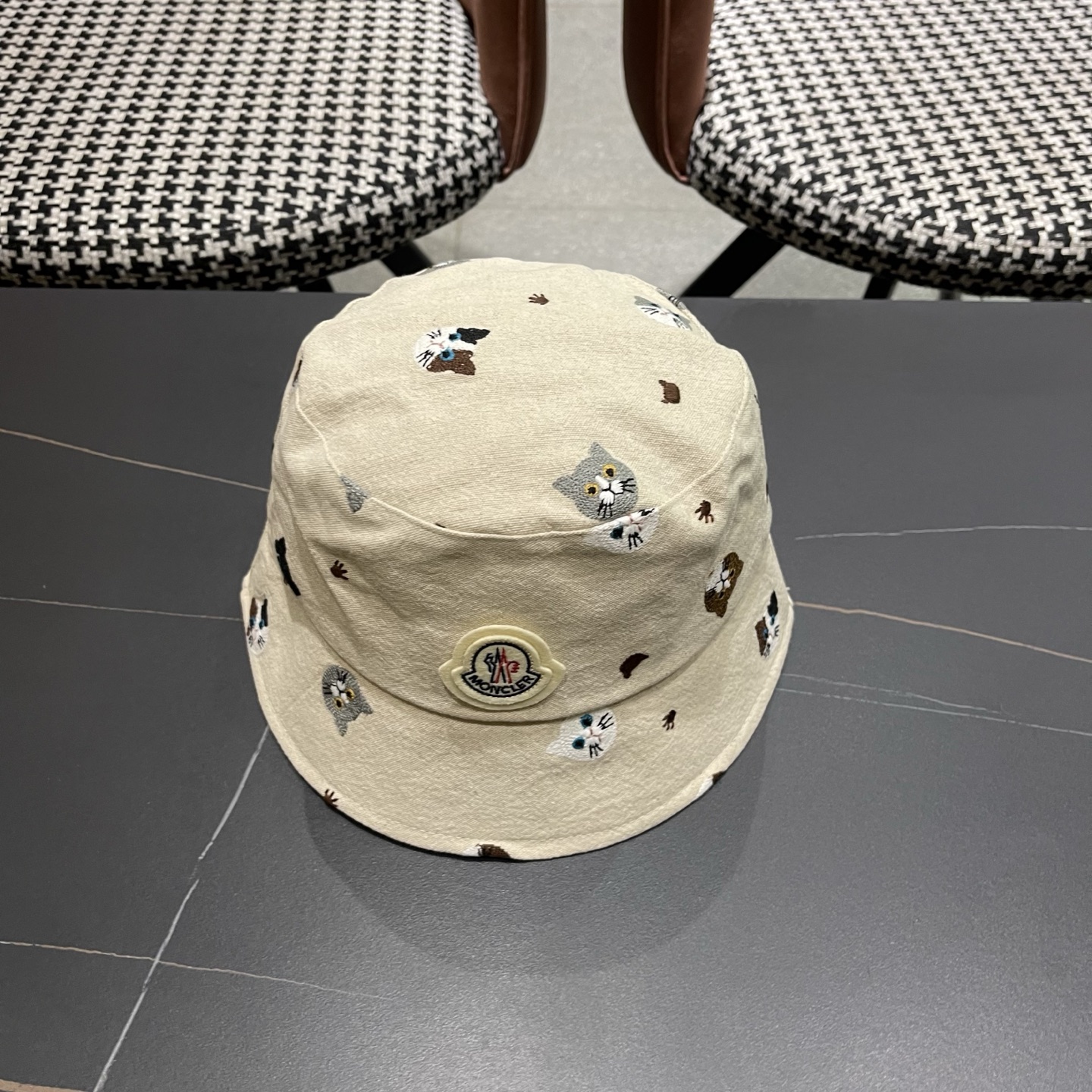 蒙囗，日系可爱猫咪刺绣渔夫帽子女夏季新款休闲百搭显脸小遮阳盆帽