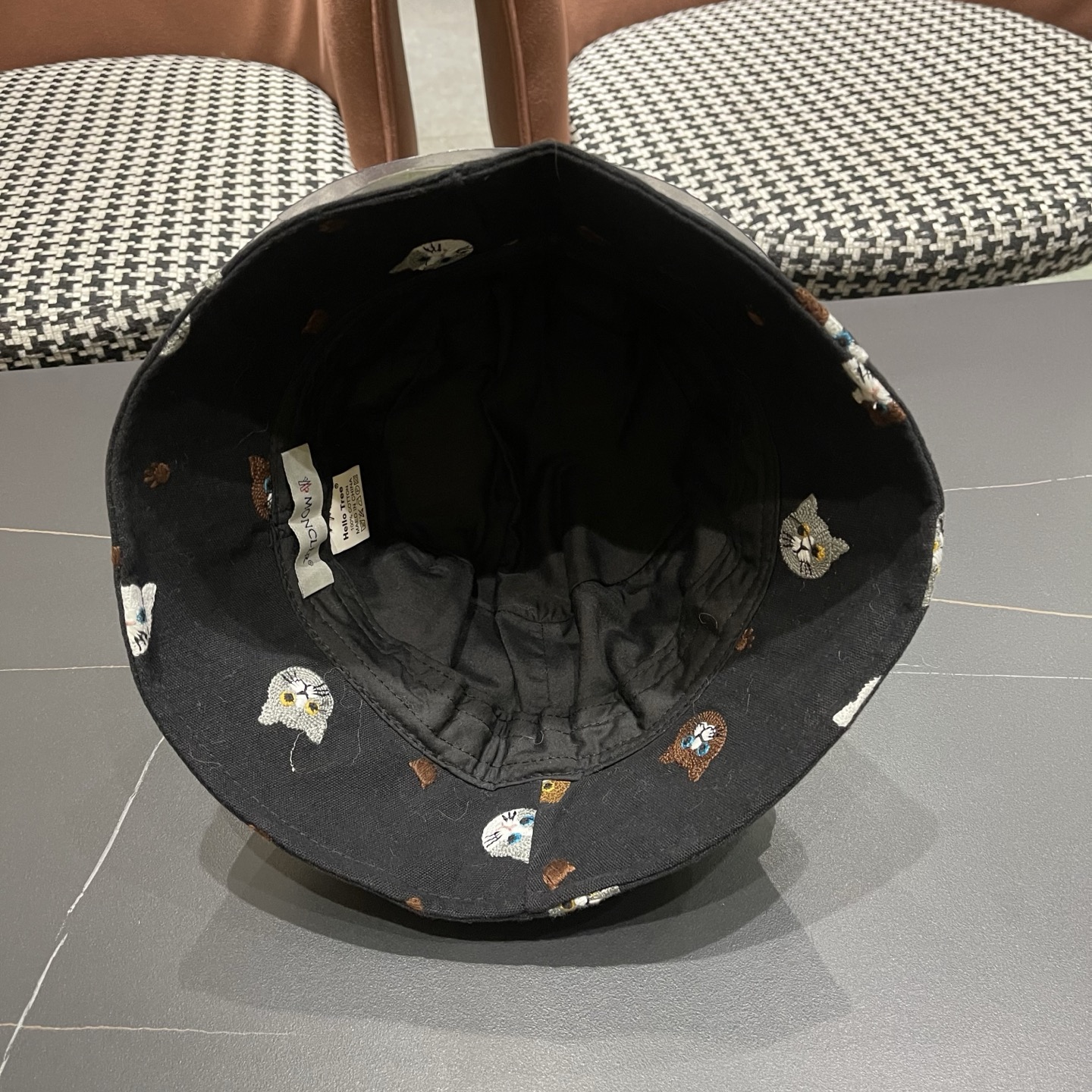 蒙囗，日系可爱猫咪刺绣渔夫帽子女夏新款休闲百搭显脸小遮阳盆帽