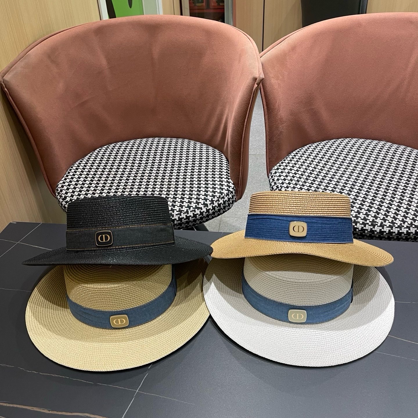 Dior迪奥新款平顶草帽 头围57cm