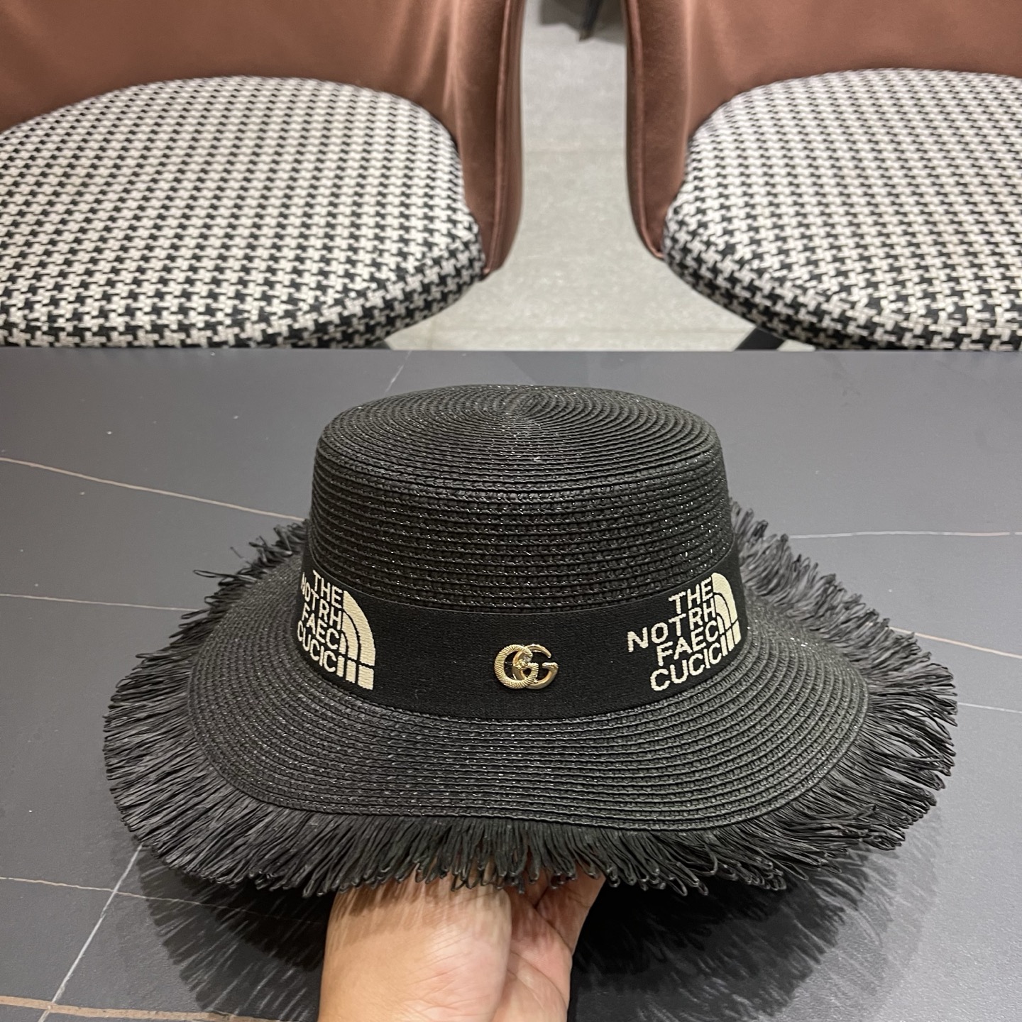 Gucci古奇新款草帽，沙滩大檐帽，头围57cm