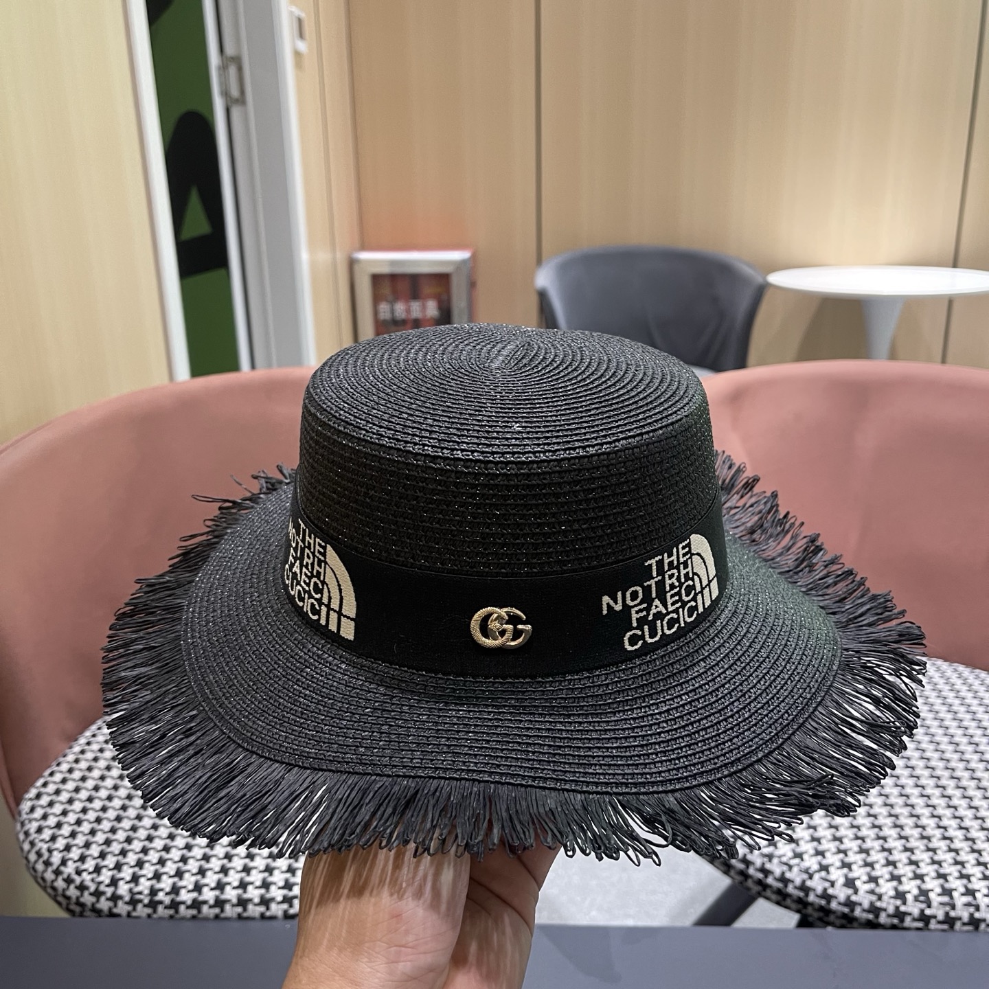 Gucci古奇新款草帽，沙滩大檐帽，头围57cm