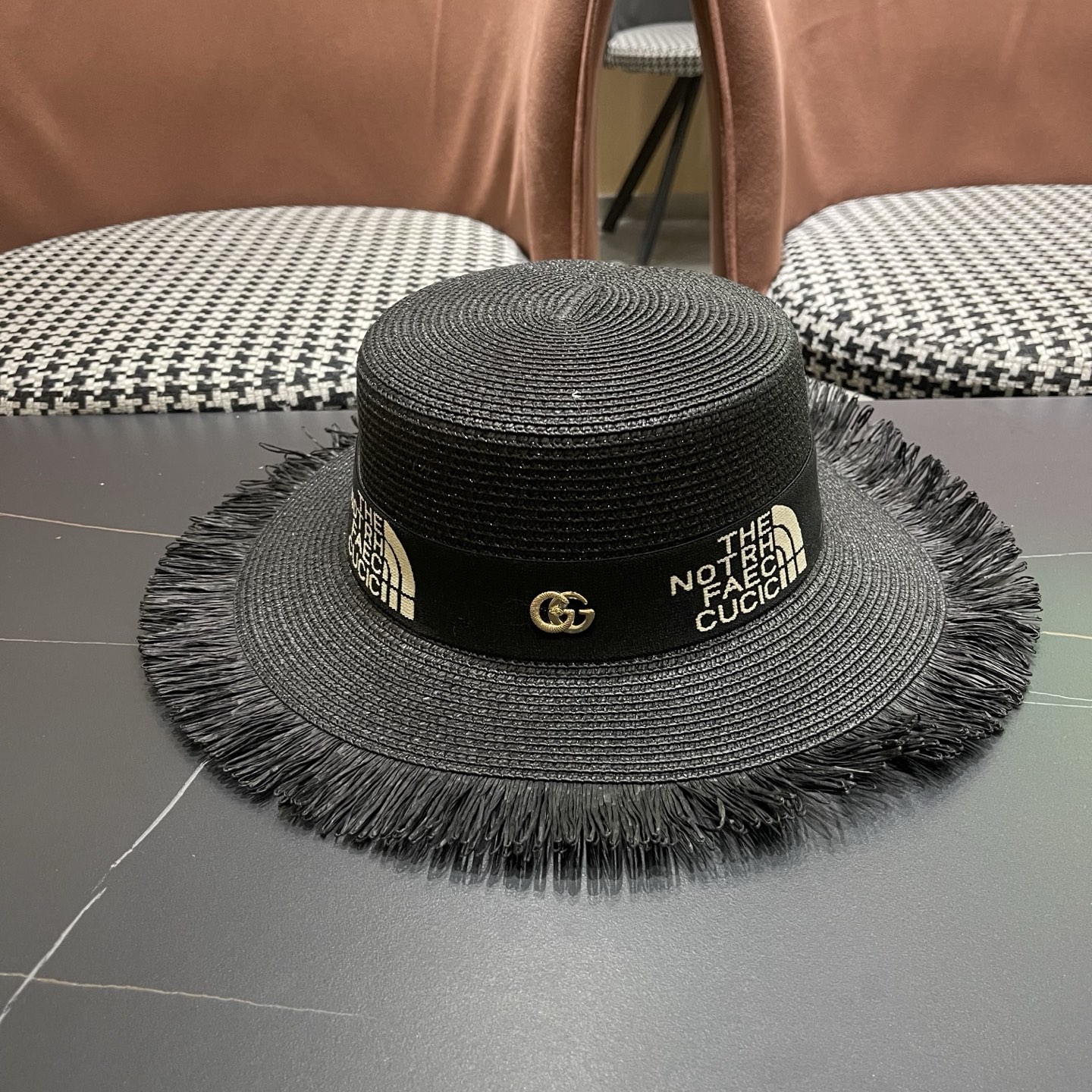 Gucci古奇新款草帽，沙滩大檐帽，头围57cm