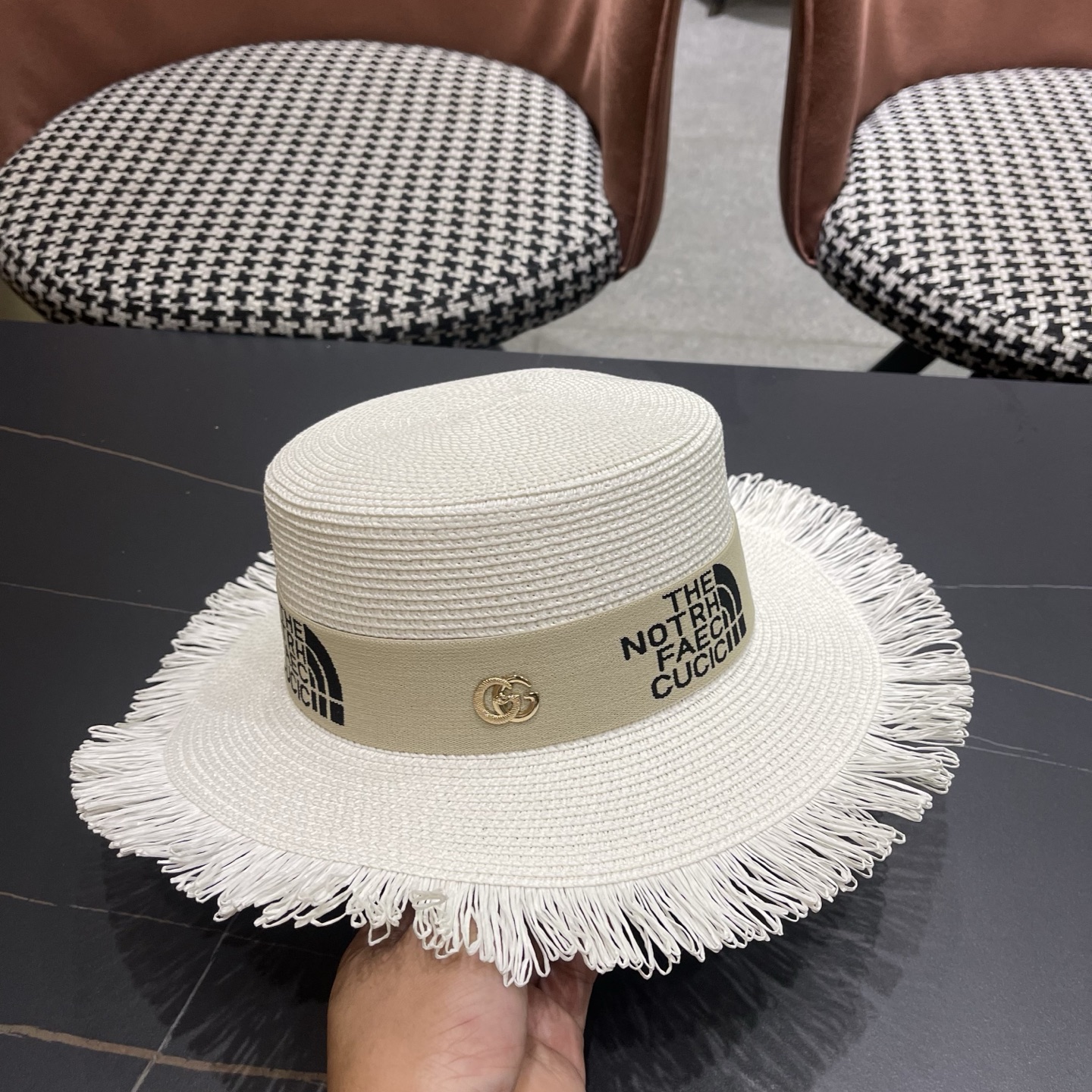 Gucci古奇新款草帽，沙滩大檐帽，头围57cm