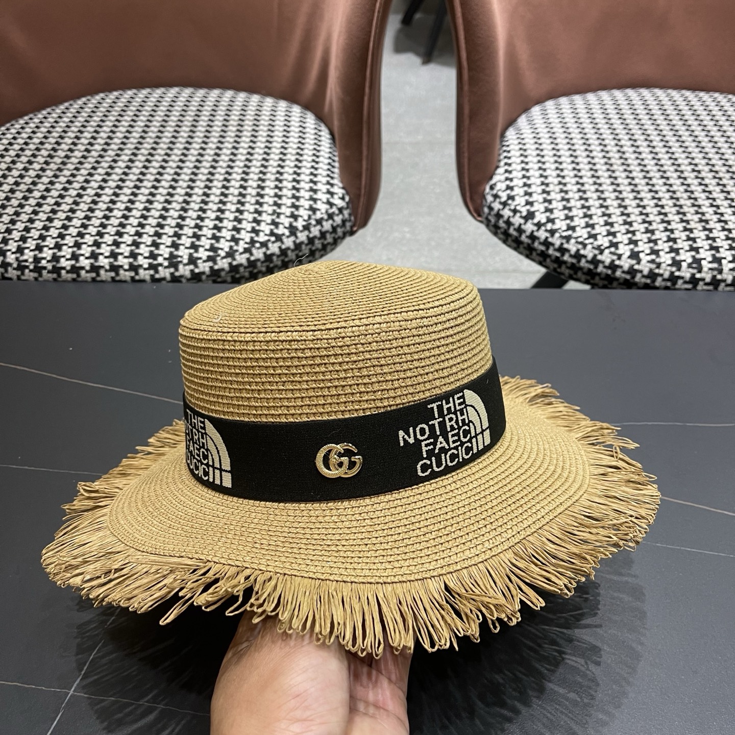 Gucci古奇新款草帽，沙滩大檐帽，头围57cm