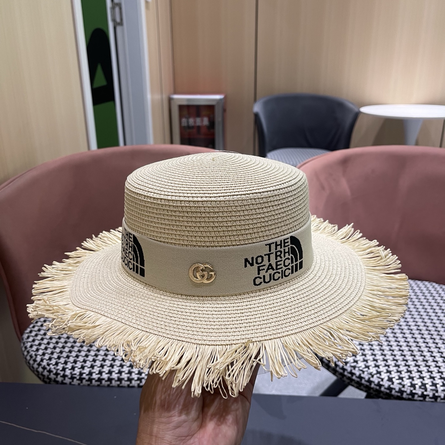 Gucci古奇新款草帽，沙滩大檐帽，头围57cm