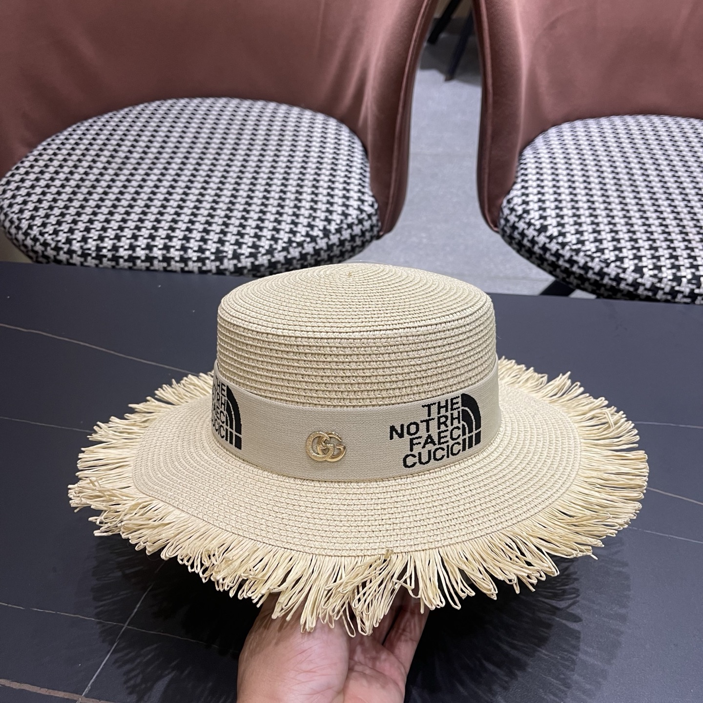 Gucci古奇新款草帽，沙滩大檐帽，头围57cm