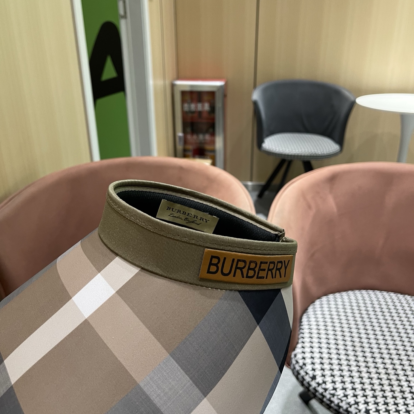巴宝莉BURBERRY 韩系格子太阳帽女夏季出游大檐防晒遮阳帽骑行休闲百搭树叶空顶帽