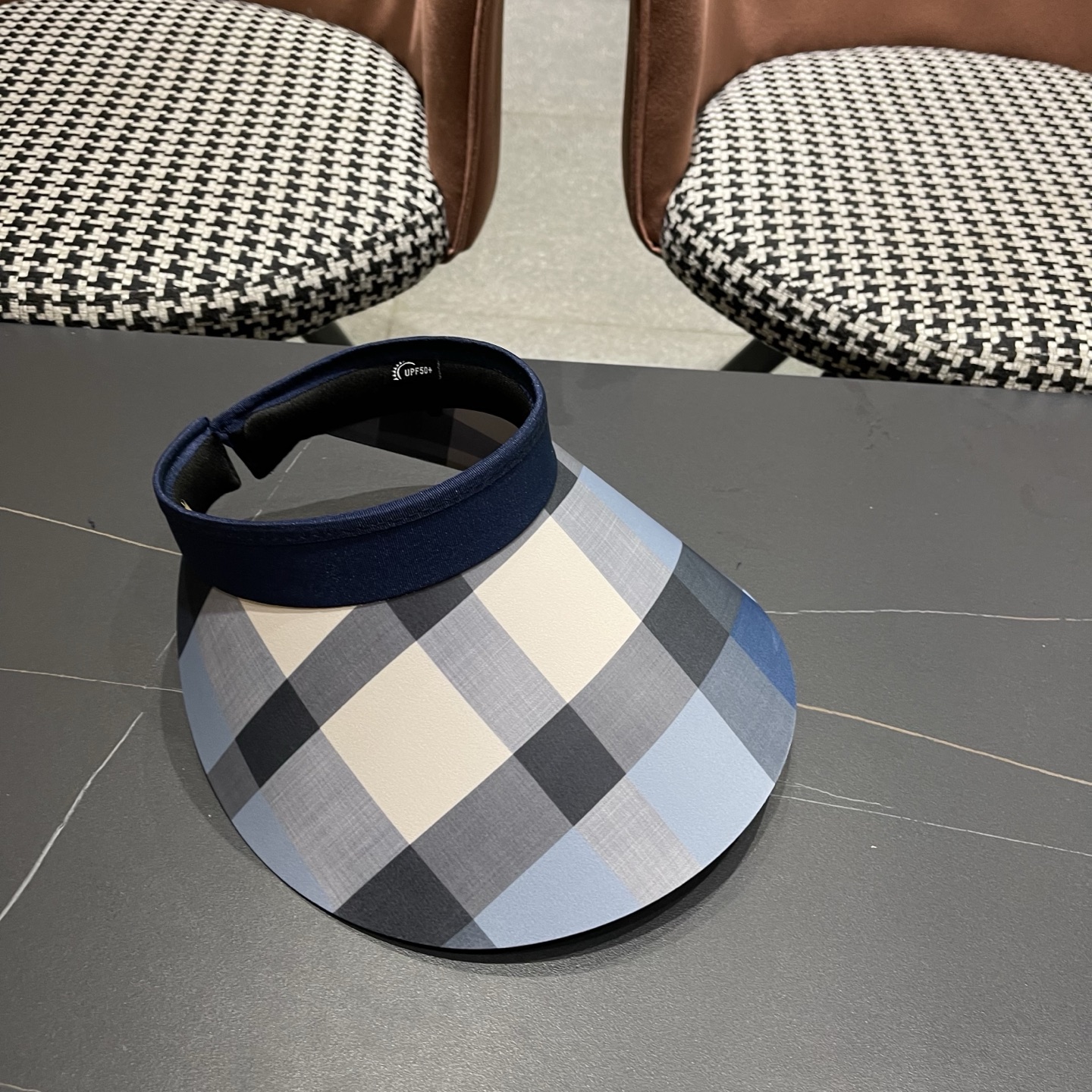 巴宝莉BURBERRY 韩系格子太阳帽女夏季出游大檐防晒遮阳帽骑行休闲百搭树叶空顶帽
