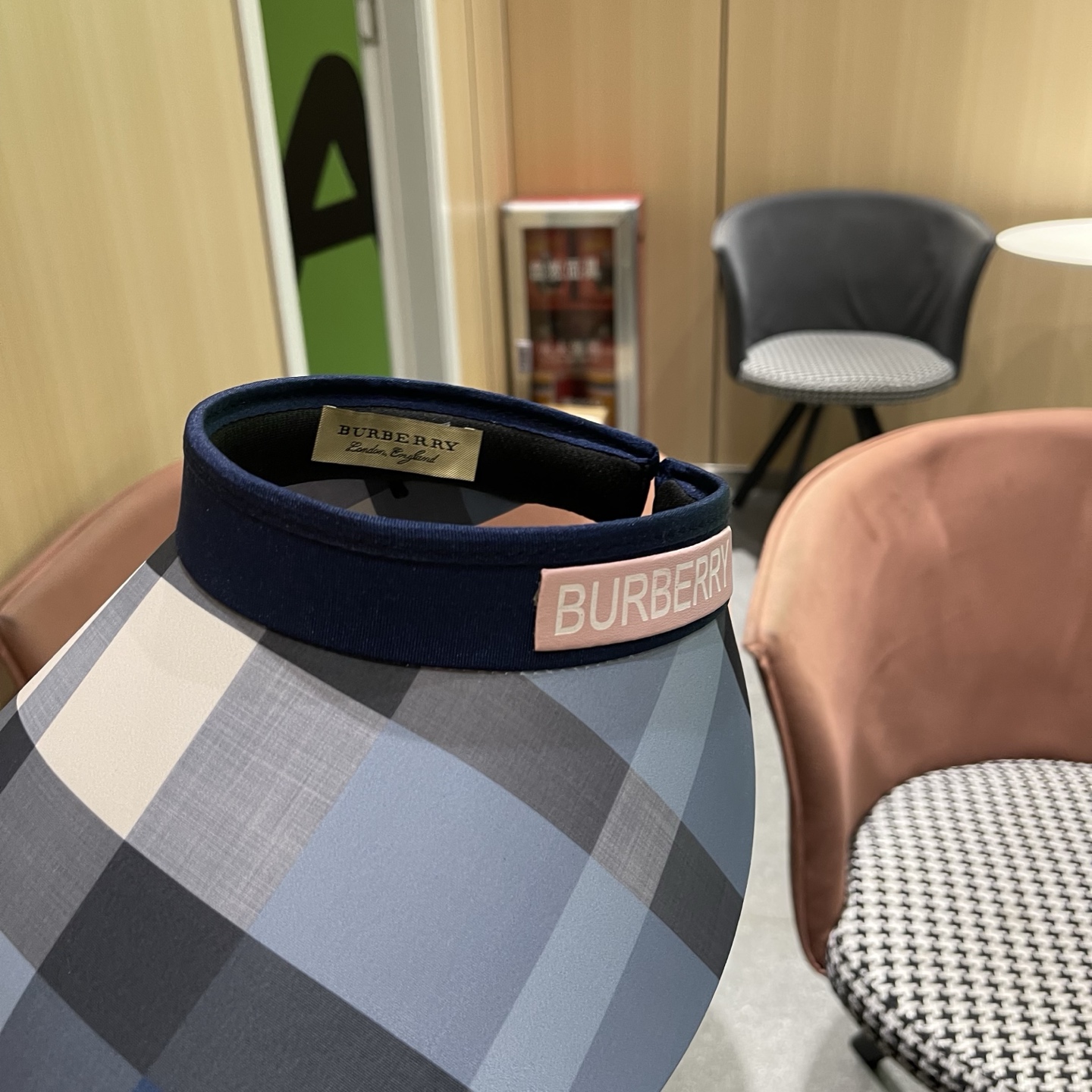巴宝莉BURBERRY 韩系格子太阳帽女夏季出游大檐防晒遮阳帽骑行休闲百搭树叶空顶帽