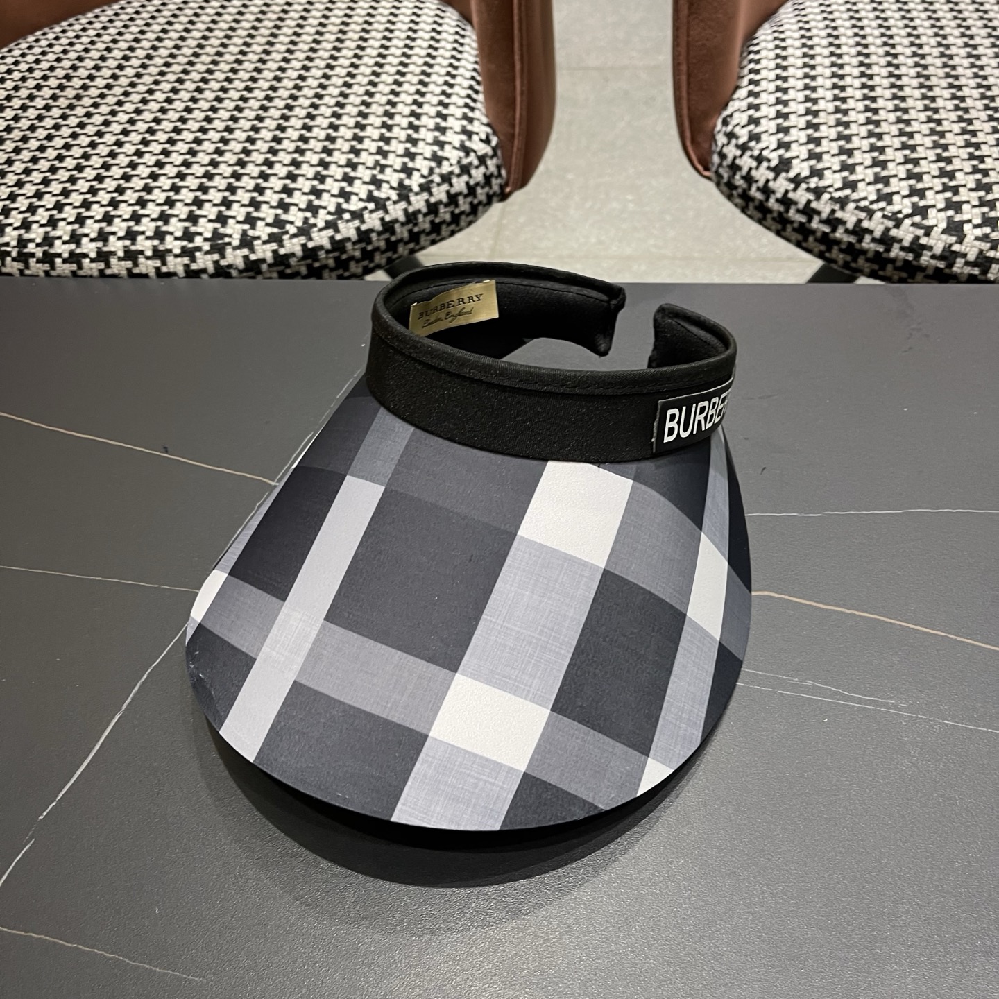巴宝莉BURBERRY 韩系格子太阳帽女夏季出游大檐防晒遮阳帽骑行休闲百搭树叶空顶帽