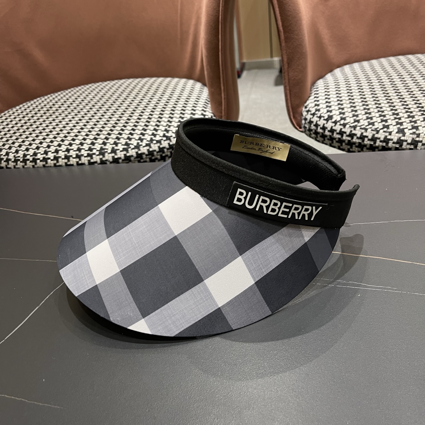 巴宝莉BURBERRY 韩系格子太阳帽女夏季出游大檐防晒遮阳帽骑行休闲百搭树叶空顶帽