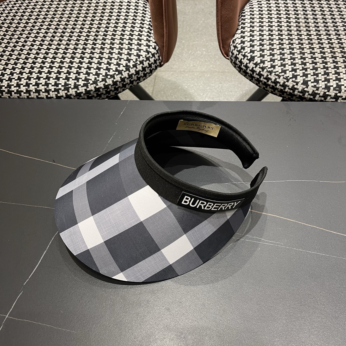 巴宝莉BURBERRY 韩系格子太阳帽女夏季出游大檐防晒遮阳帽骑行休闲百搭树叶空顶帽