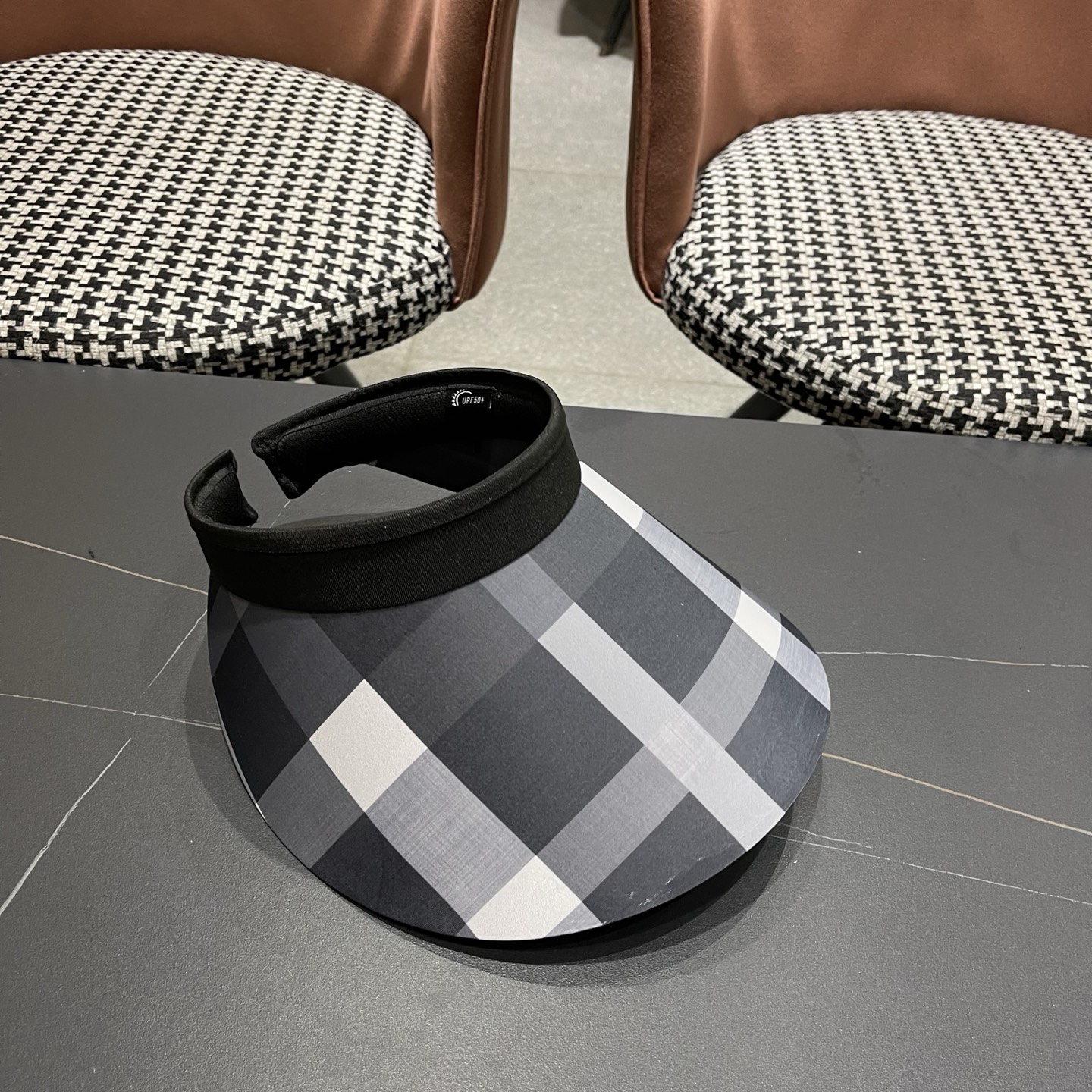 巴宝莉BURBERRY 韩系格子太阳帽女夏季出游大檐防晒遮阳帽骑行休闲百搭树叶空顶帽