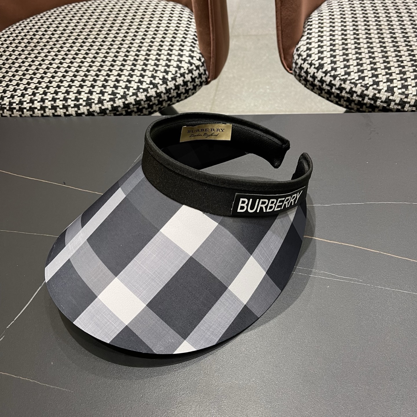 巴宝莉BURBERRY 韩系格子太阳帽女夏季出游大檐防晒遮阳帽骑行休闲百搭树叶空顶帽