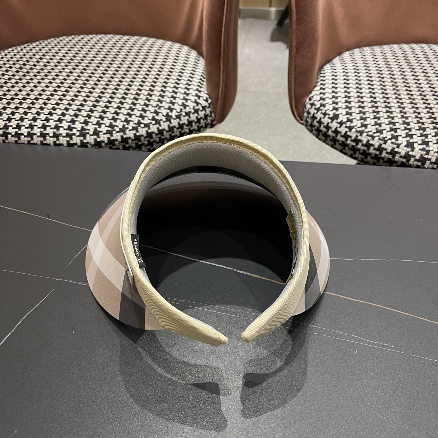 巴宝莉BURBERRY 韩系格子太阳帽女夏季出游大檐防晒遮阳帽骑行休闲百搭树叶空顶帽