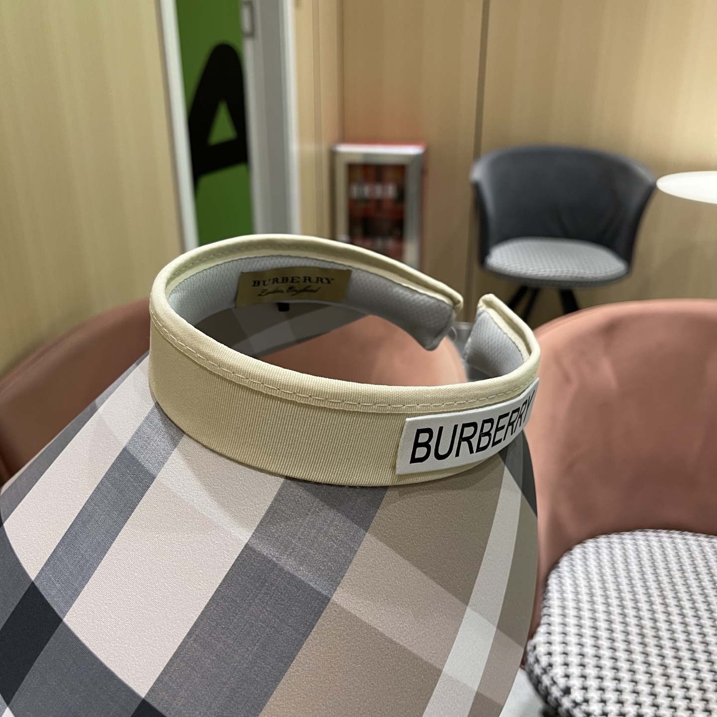巴宝莉BURBERRY 韩系格子太阳帽女夏季出游大檐防晒遮阳帽骑行休闲百搭树叶空顶帽