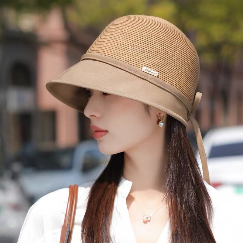 LV路易威登 优雅蝴蝶结渔夫帽女夏时尚洋气好看出游盆帽防晒遮阳草编帽子