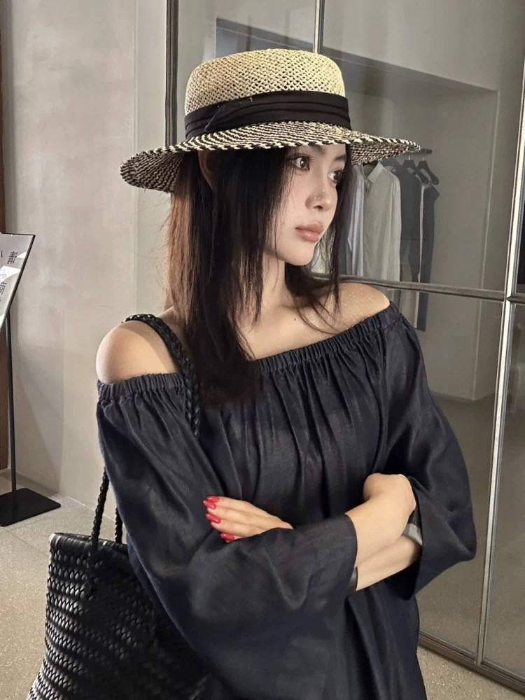 古奇 Gucci 圆顶镂空巴拿马草帽男女法式复古沙滩度假遮阳帽气质爵士草编礼帽