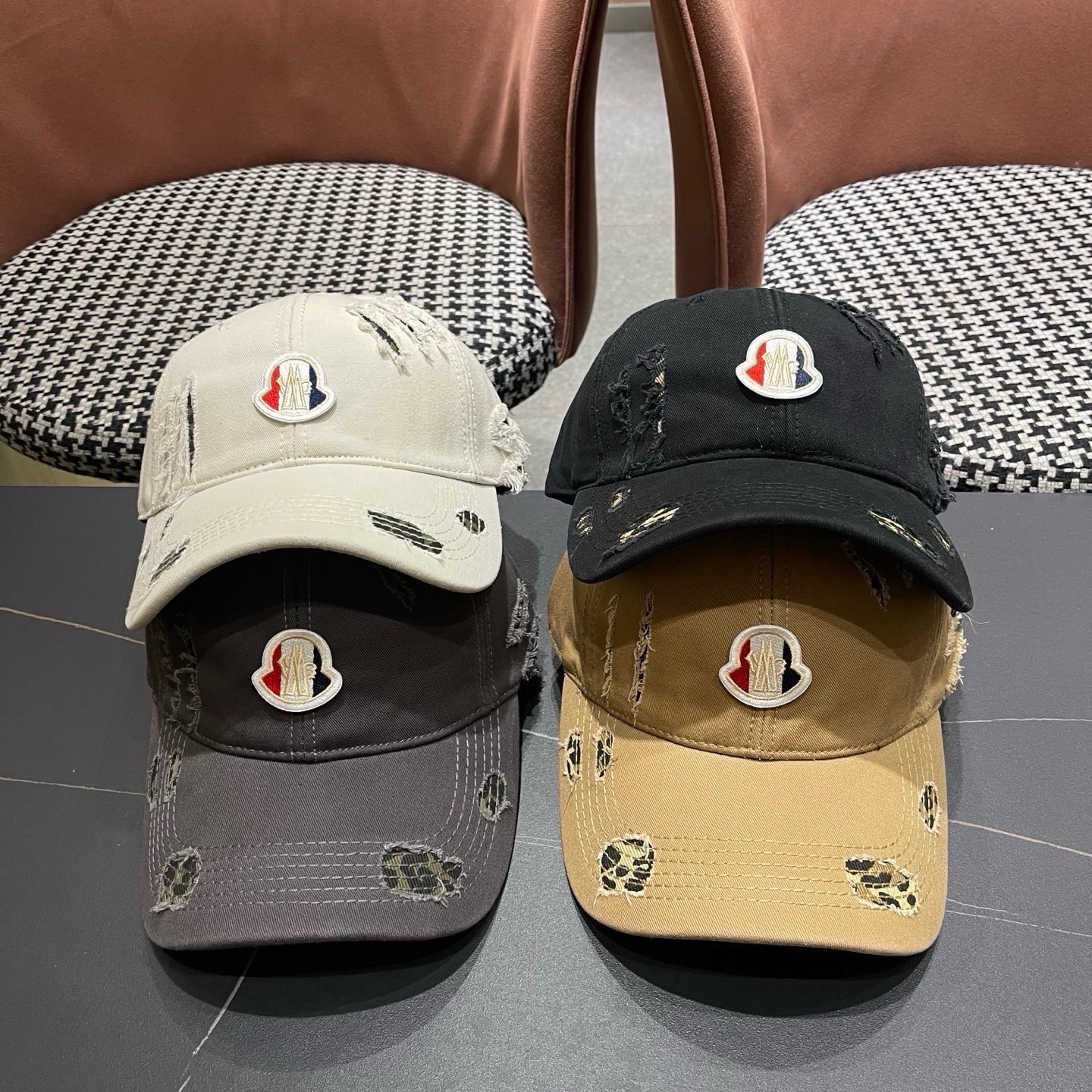 MONCLER（蒙口）大头围棒球帽男女显脸小鸭舌帽子女款加大加深宽帽檐硬顶复古潮牌