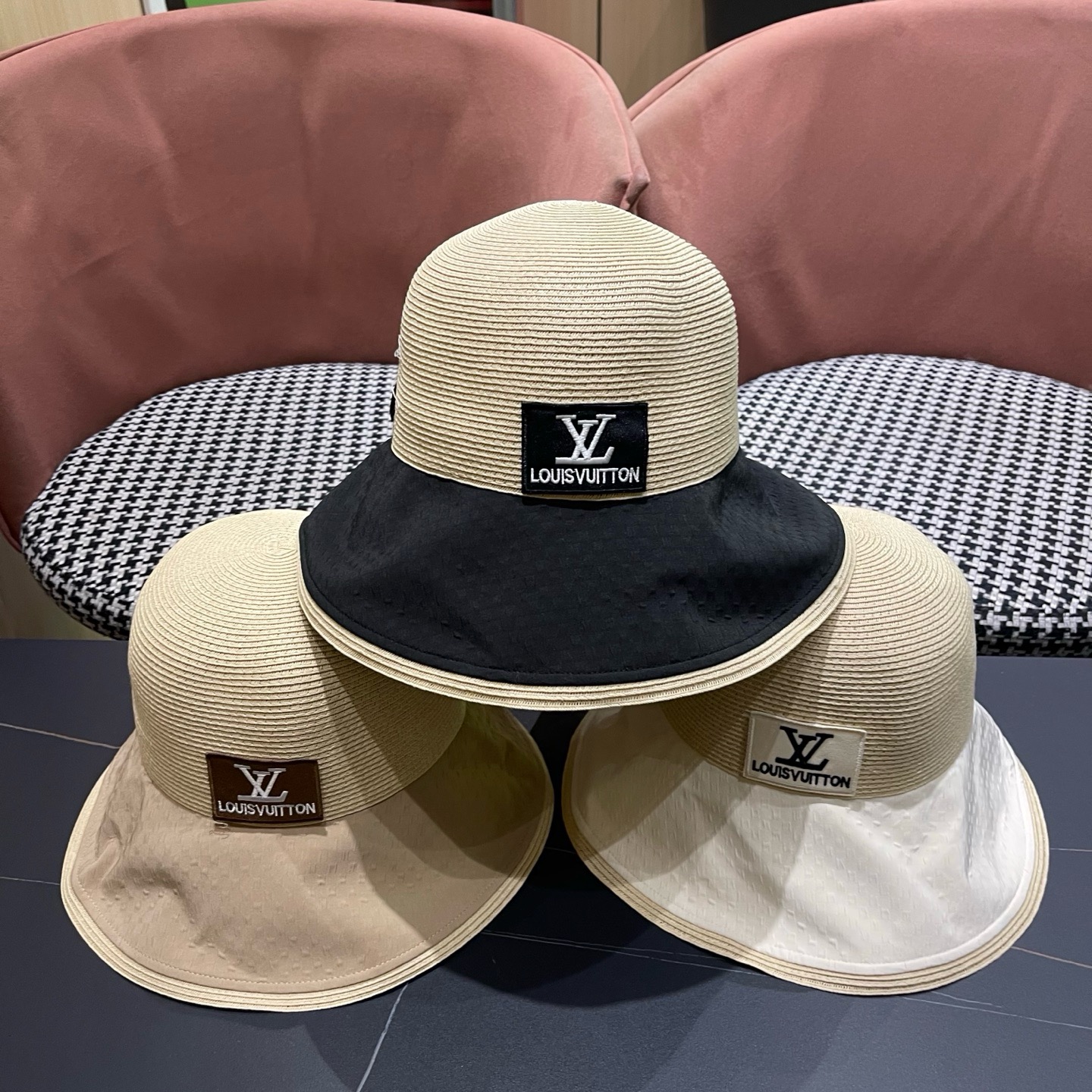 LV路易威登 新款防紫外线大檐女夏季遮脸防晒帽海边渔夫帽遮阳帽草帽