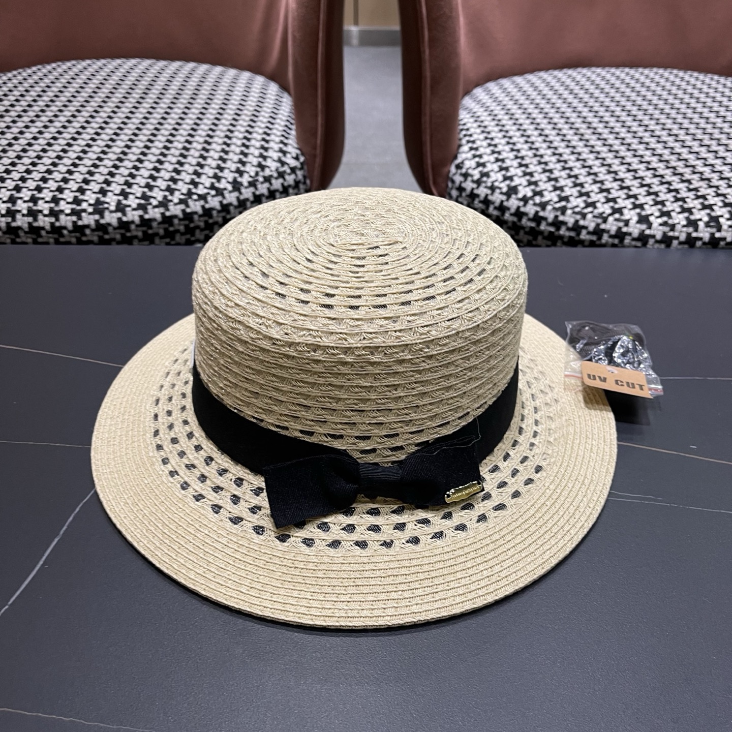 普拉达Prada新款镂空遮阳草帽，头围57cm