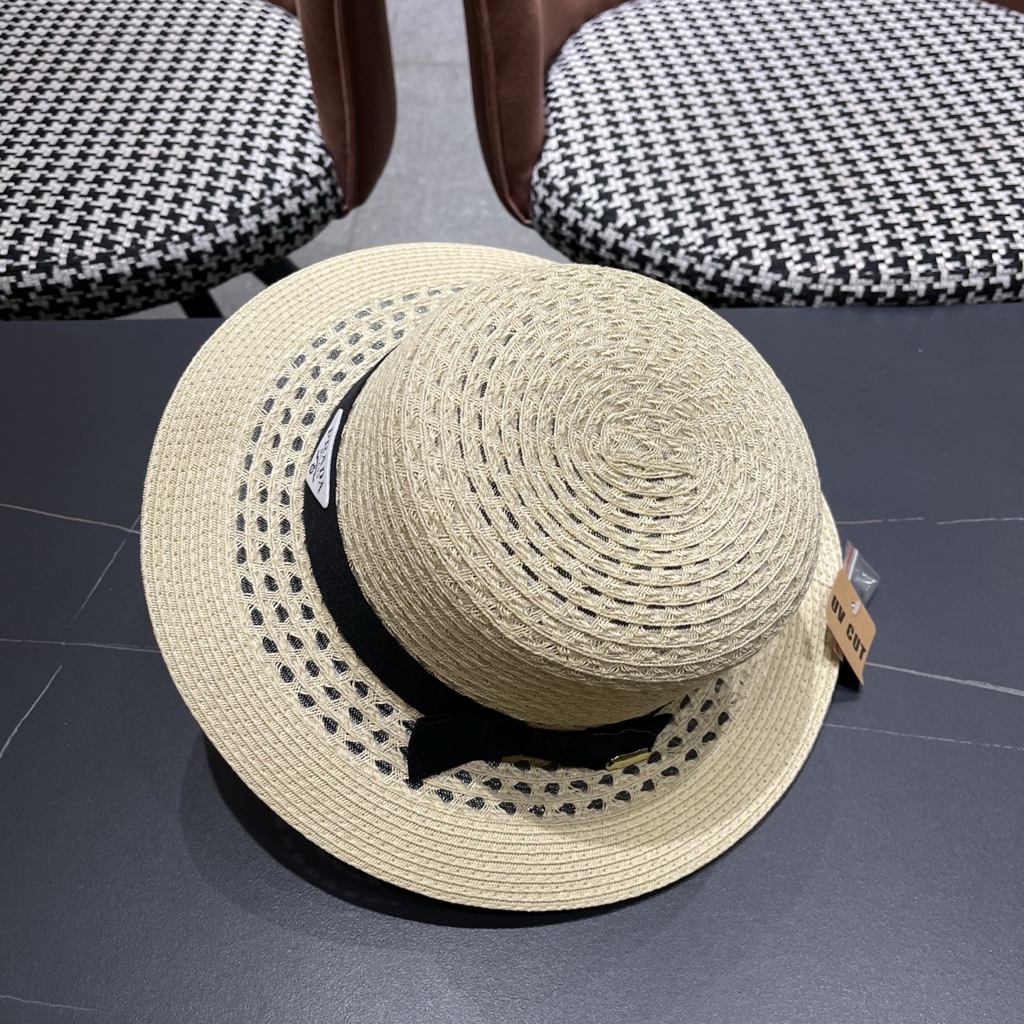 普拉达Prada新款镂空遮阳草帽，头围57cm