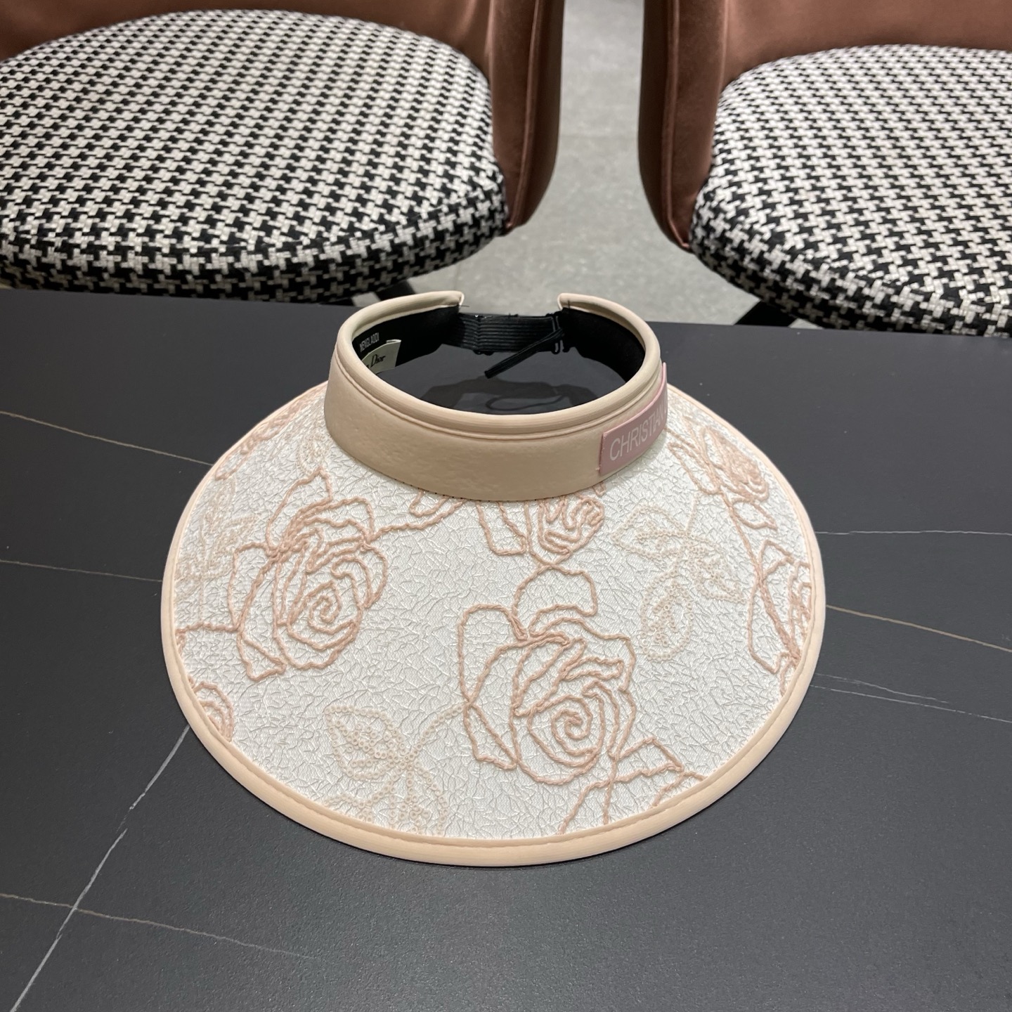Dior迪奥 时尚蕾丝空顶帽女夏季海边度假大帽檐防晒遮阳帽加宽发箍帽骑车帽
