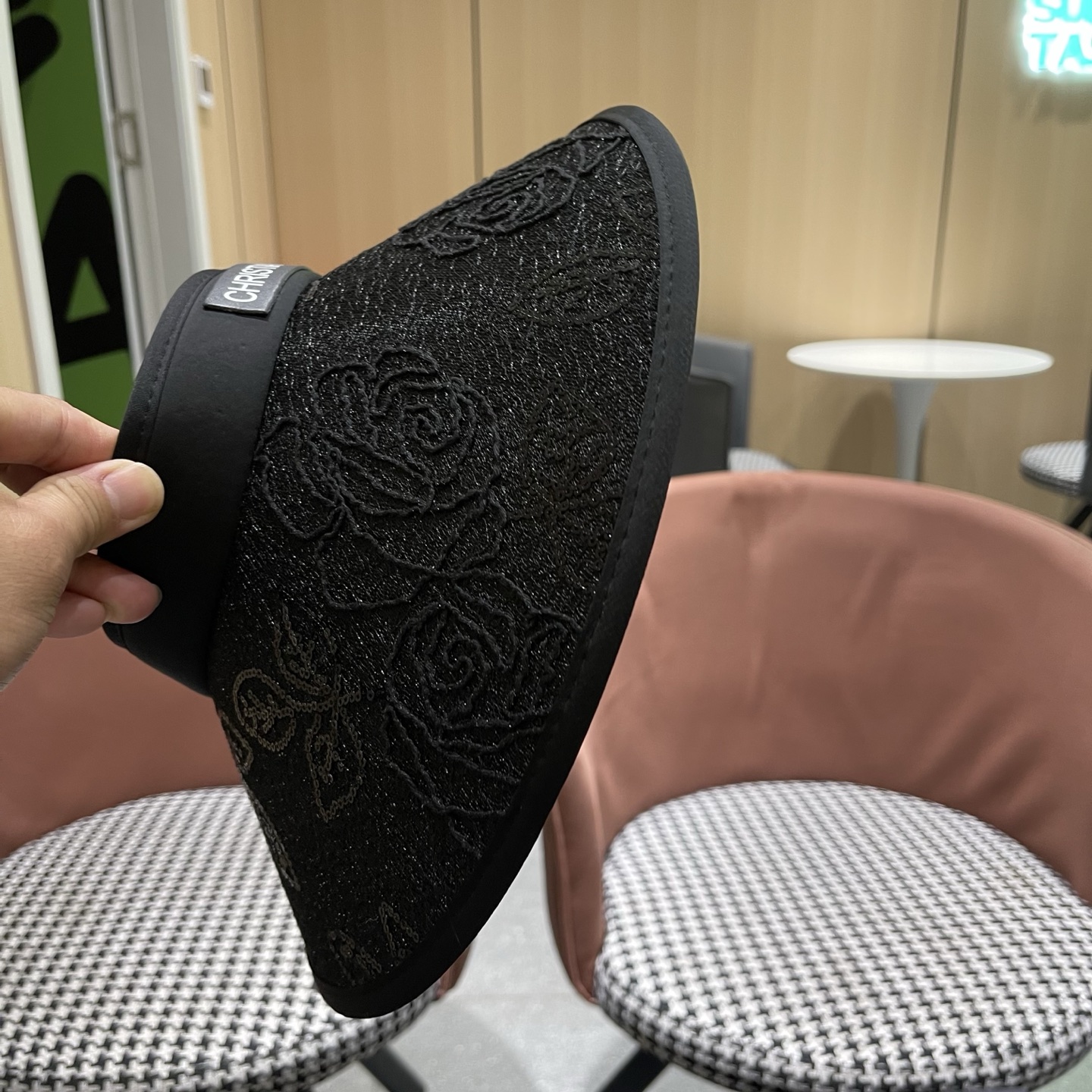 Dior迪奥 时尚蕾丝空顶帽女夏季海边度假大帽檐防晒遮阳帽加宽发箍帽骑车帽