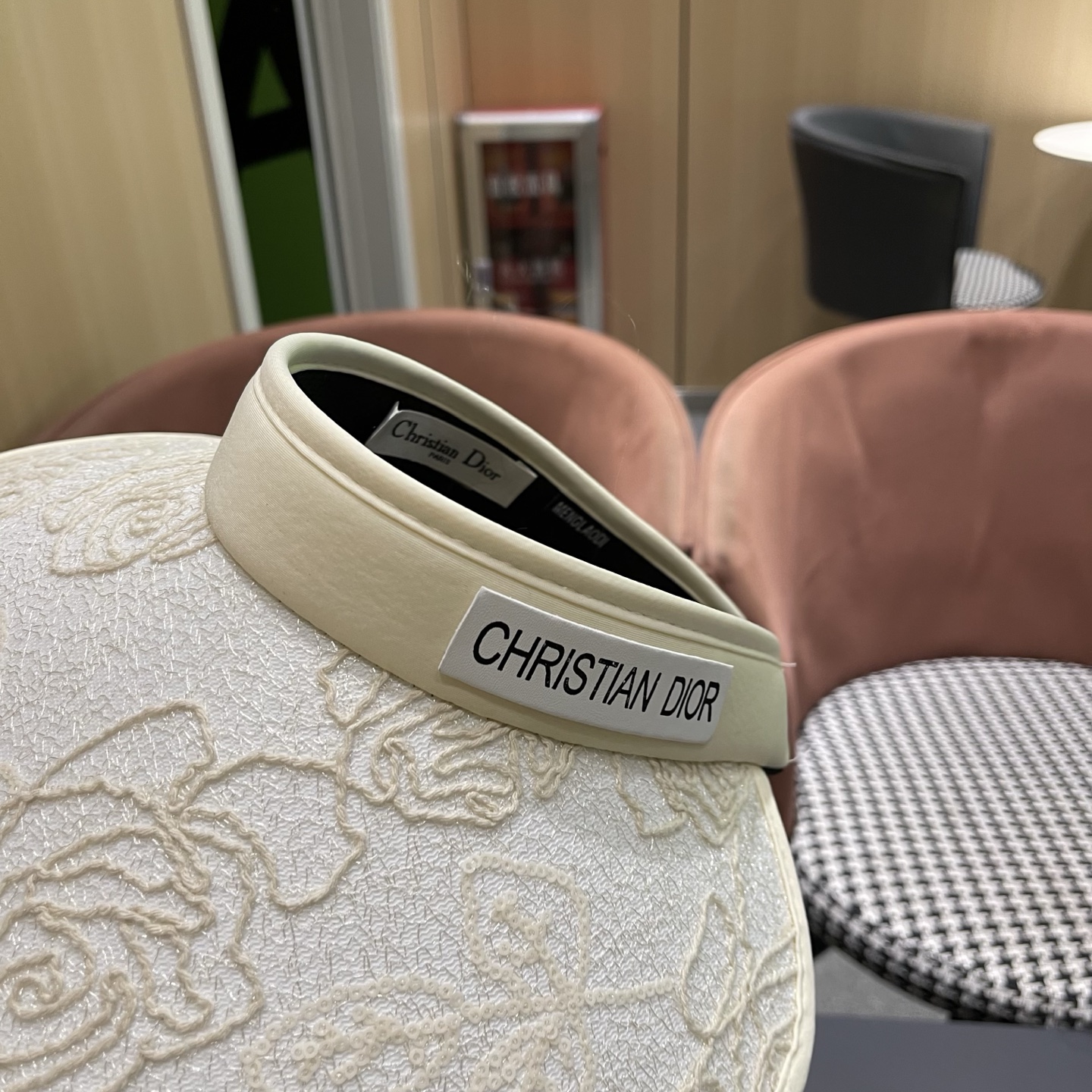 Dior迪奥 时尚蕾丝空顶帽女夏季海边度假大帽檐防晒遮阳帽加宽发箍帽骑车帽