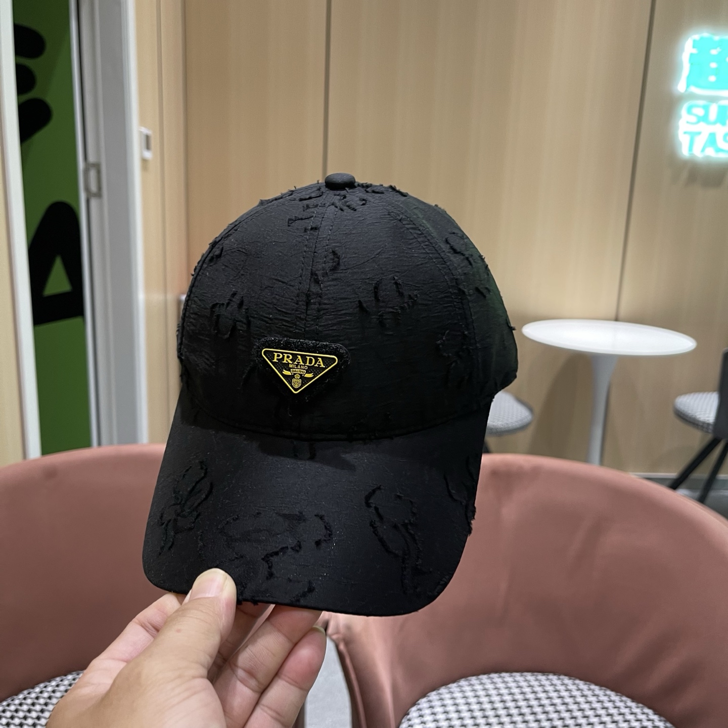 Prada普拉达 防晒遮阳帽国风新潮棒球帽显脸小气质缎面鸭舌帽