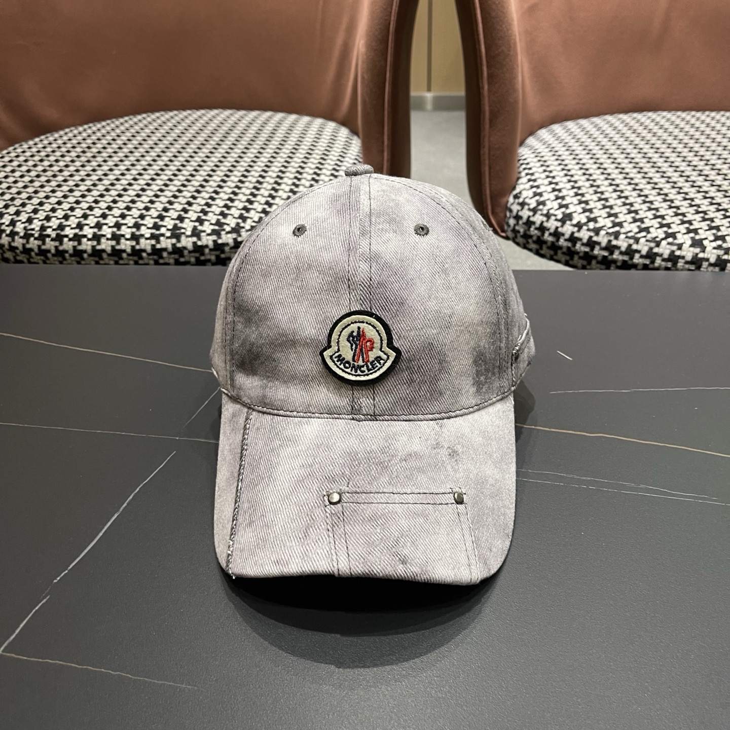 MONCLER（蒙口）日系做旧棒球帽女春夏季休闲扎染复古个性帽子百搭潮流鸭舌帽情侣