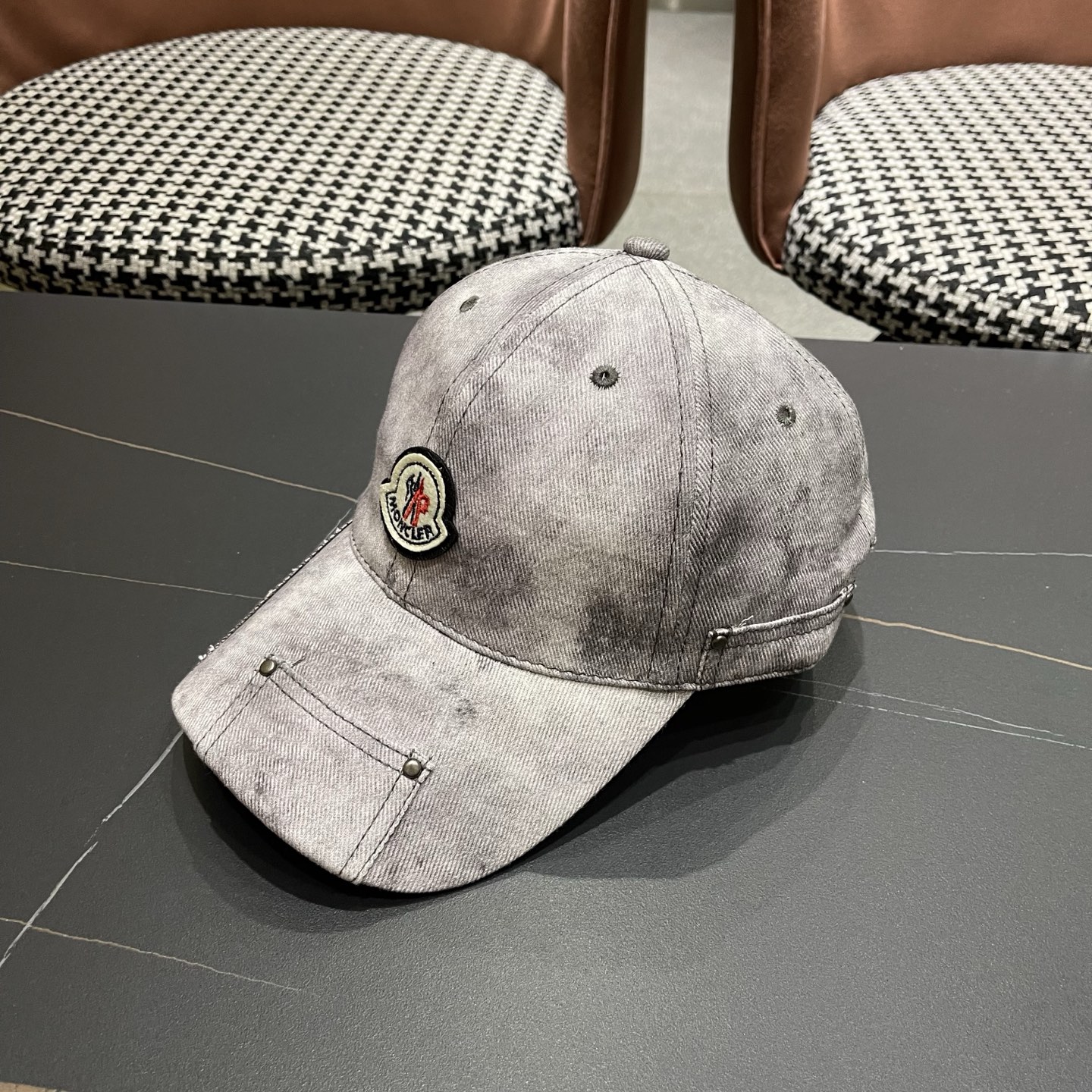 MONCLER（蒙口）日系做旧棒球帽女春夏季休闲扎染复古个性帽子百搭潮流鸭舌帽情侣