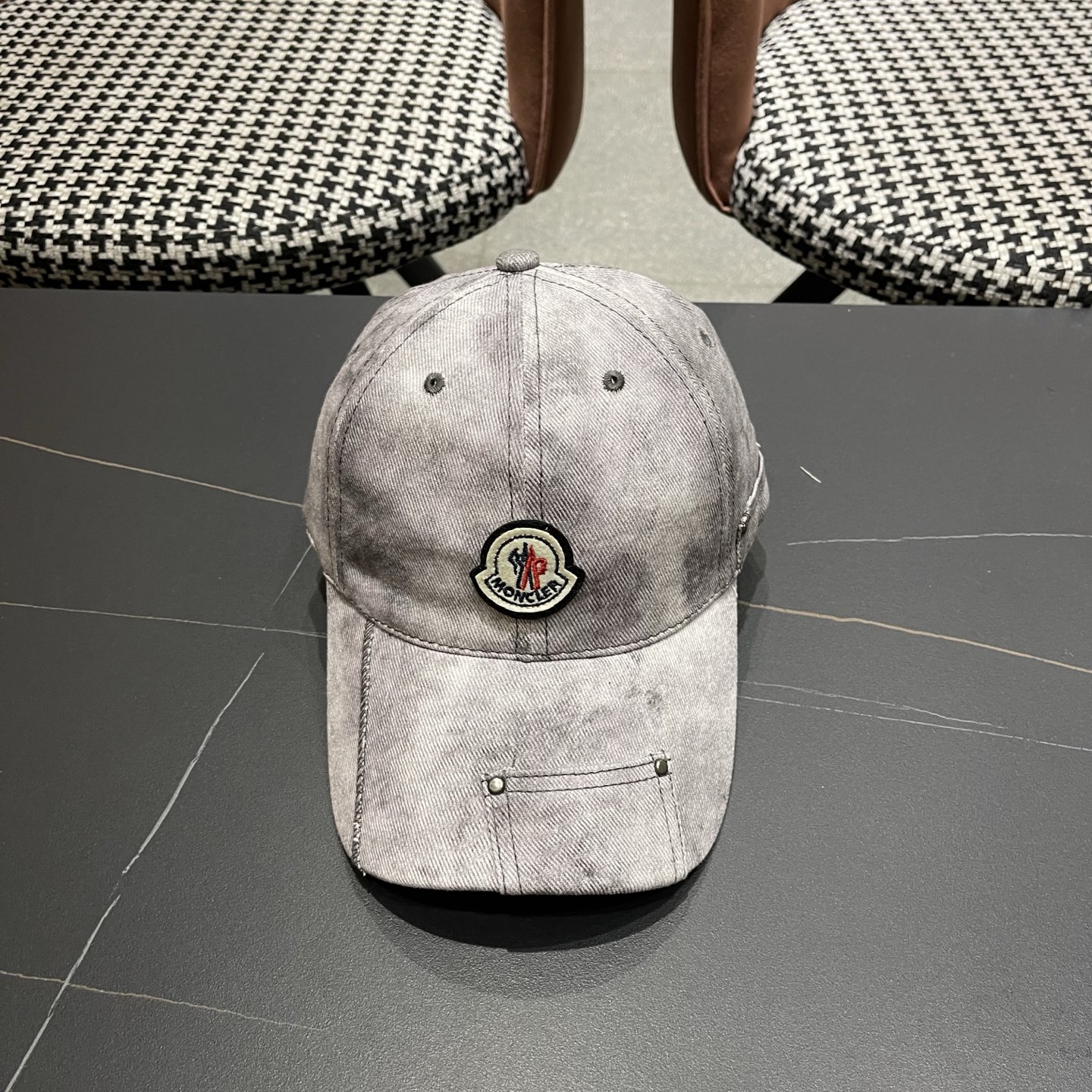 MONCLER（蒙口）日系做旧棒球帽女春夏季休闲扎染复古个性帽子百搭潮流鸭舌帽情侣