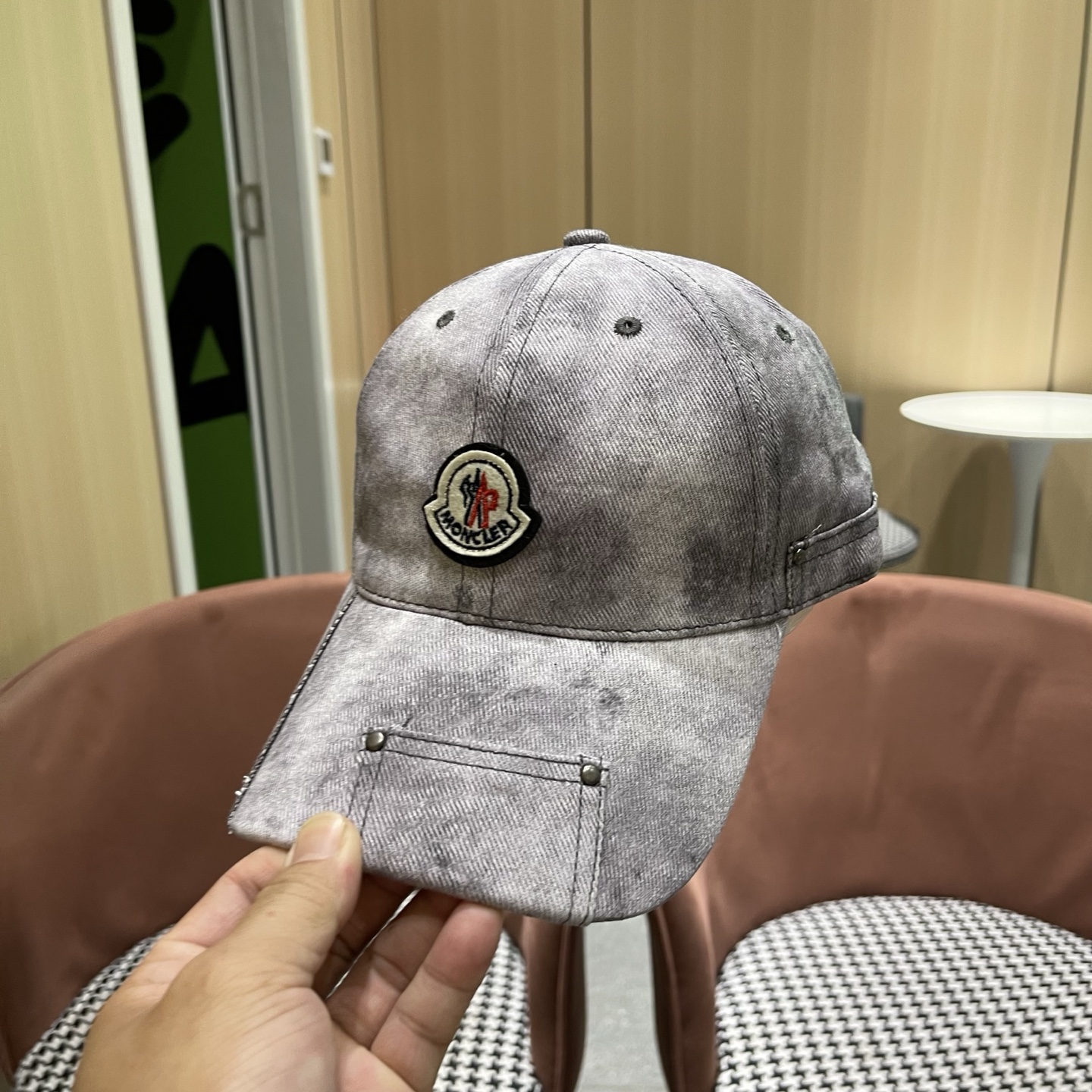 MONCLER（蒙口）日系做旧棒球帽女春夏季休闲扎染复古个性帽子百搭潮流鸭舌帽情侣