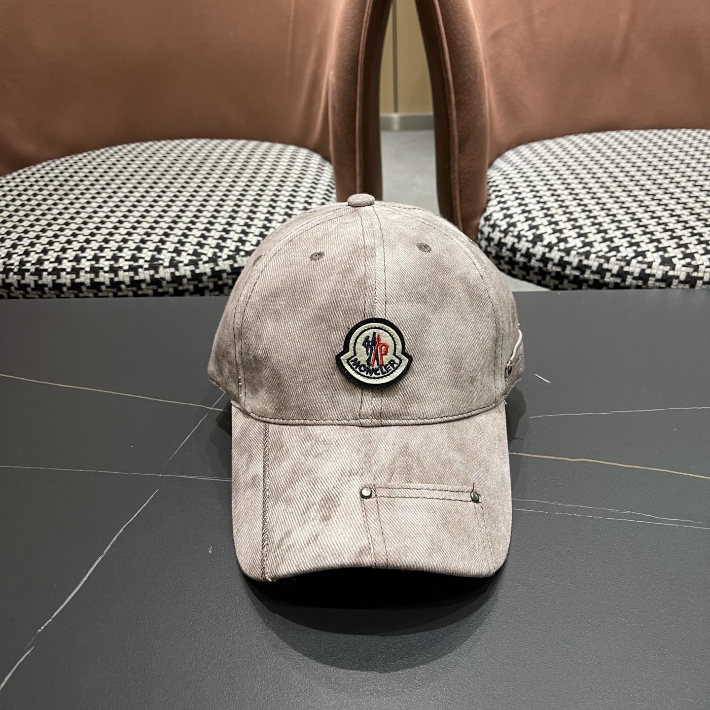 MONCLER（蒙口）日系做旧棒球帽女春夏季休闲扎染复古个性帽子百搭潮流鸭舌帽情侣