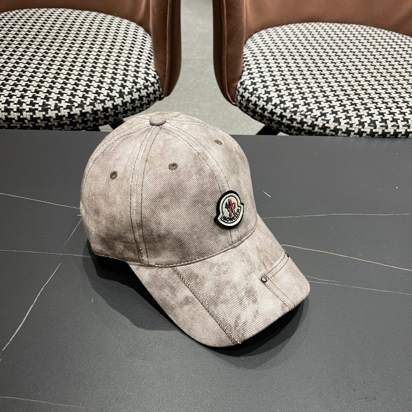 MONCLER（蒙口）日系做旧棒球帽女春夏季休闲扎染复古个性帽子百搭潮流鸭舌帽情侣