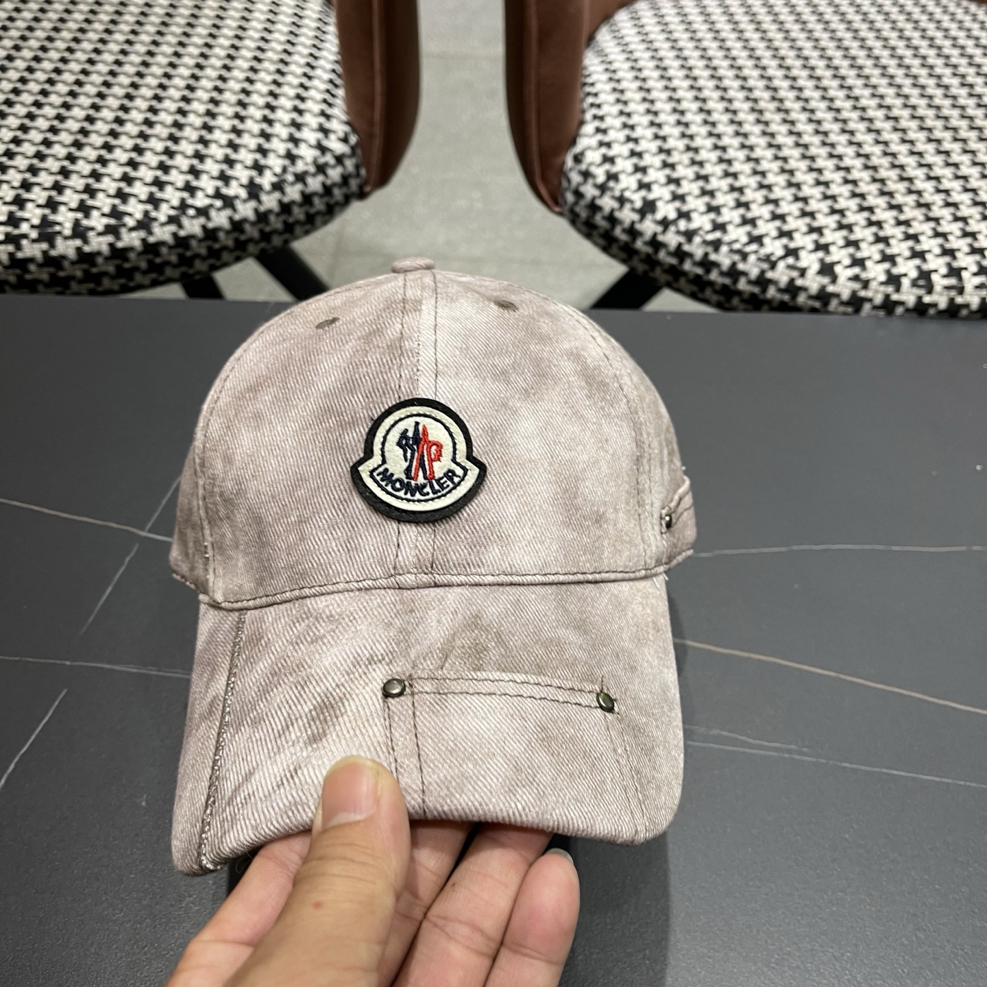 MONCLER（蒙口）日系做旧棒球帽女春夏季休闲扎染复古个性帽子百搭潮流鸭舌帽情侣