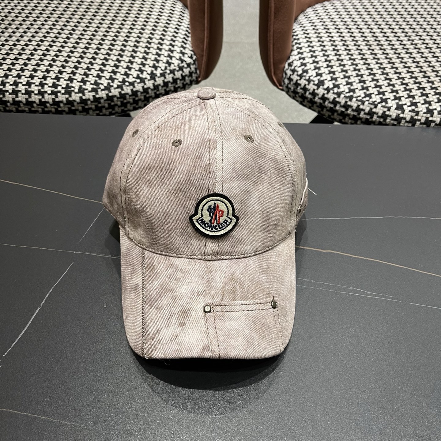 MONCLER（蒙口）日系做旧棒球帽女春夏季休闲扎染复古个性帽子百搭潮流鸭舌帽情侣